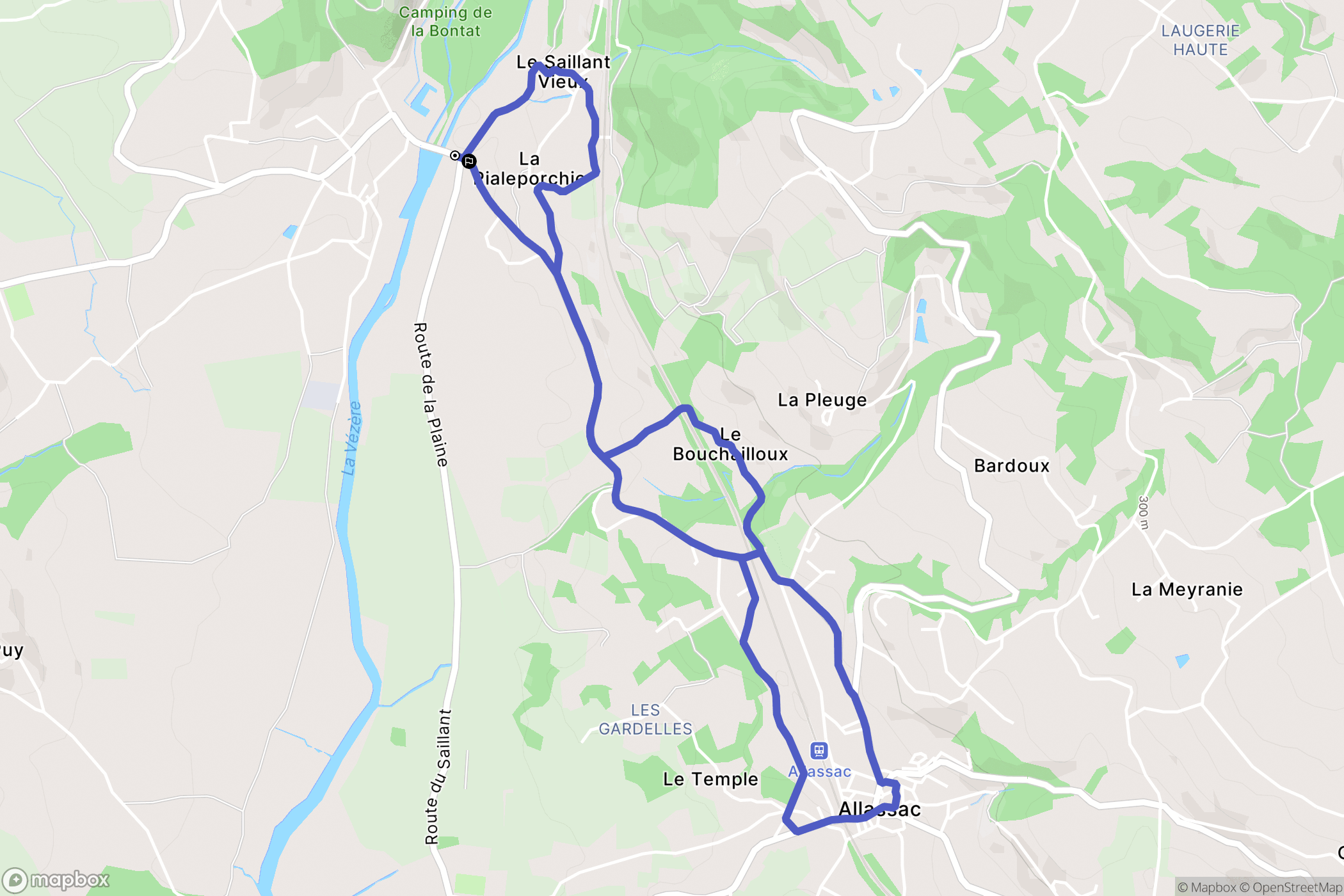 Allassac : carte du parcours de randonnée - France