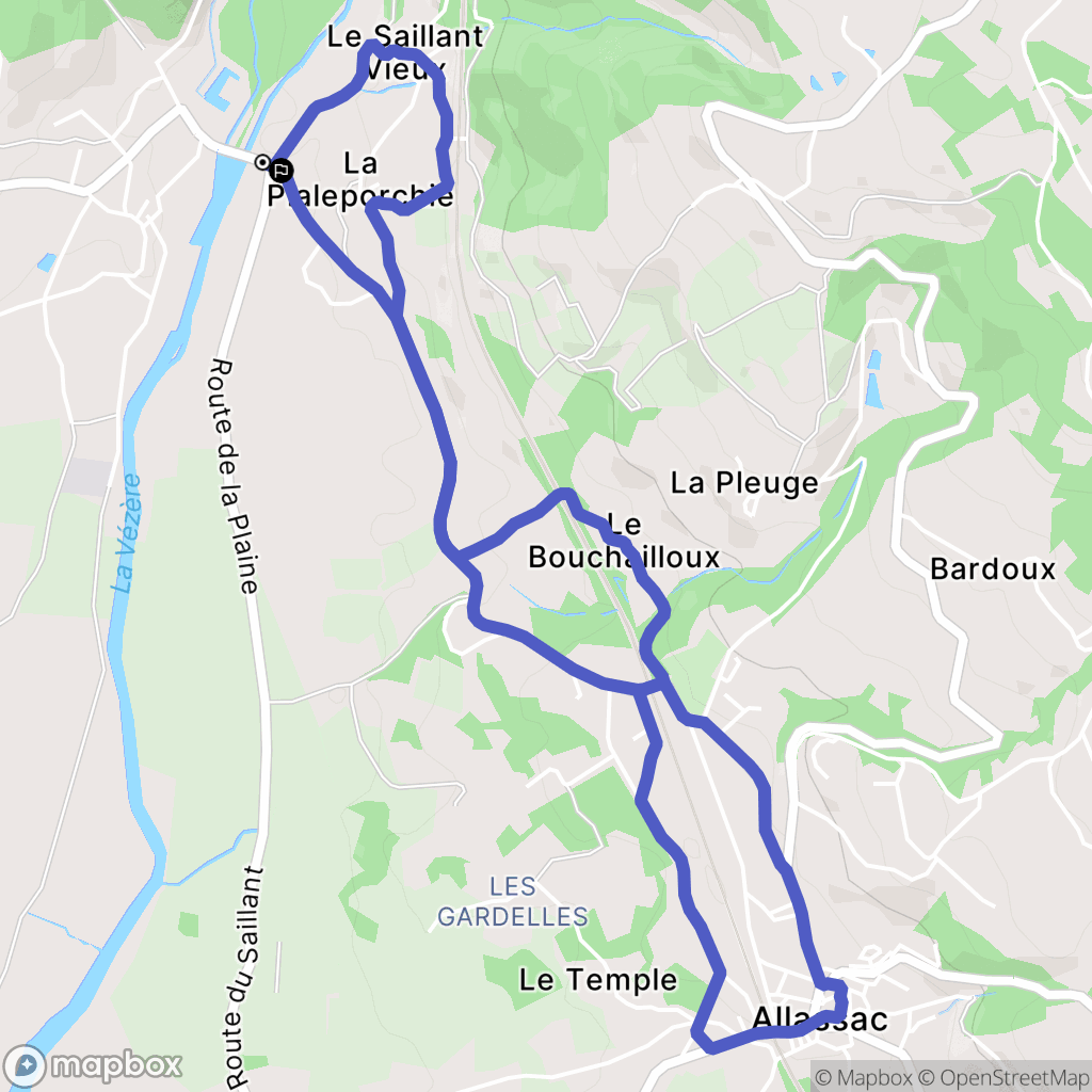 Allassac : carte du parcours de randonnée - France