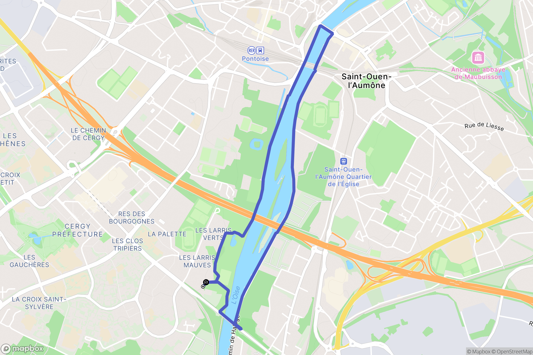Pontoise : carte du parcours de randonnée - France