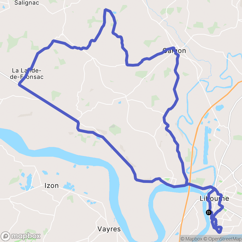 Libourne : carte du parcours de randonnée - France