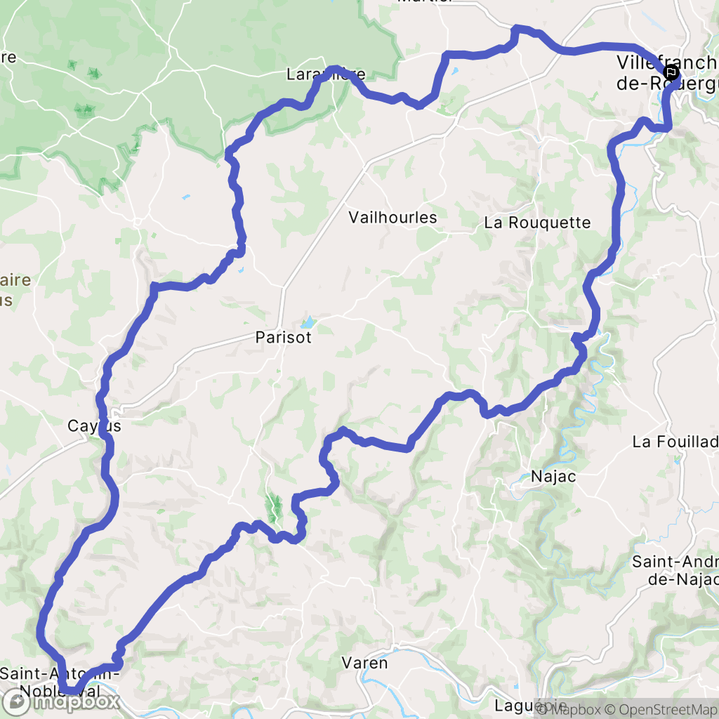 Villefranche-de-Rouergue : carte du parcours de randonnée - France
