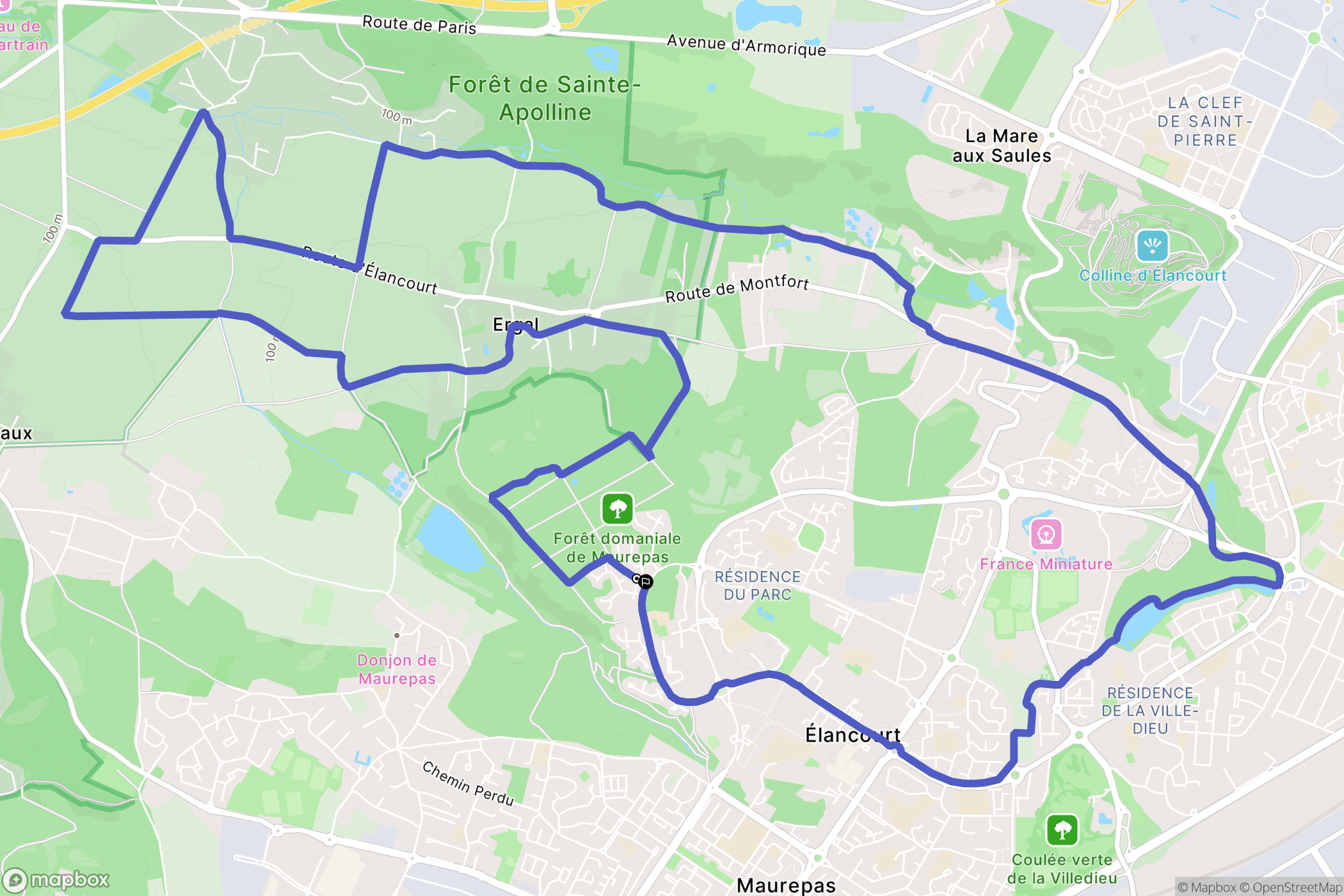 Maurepas : carte du parcours de randonnée - France