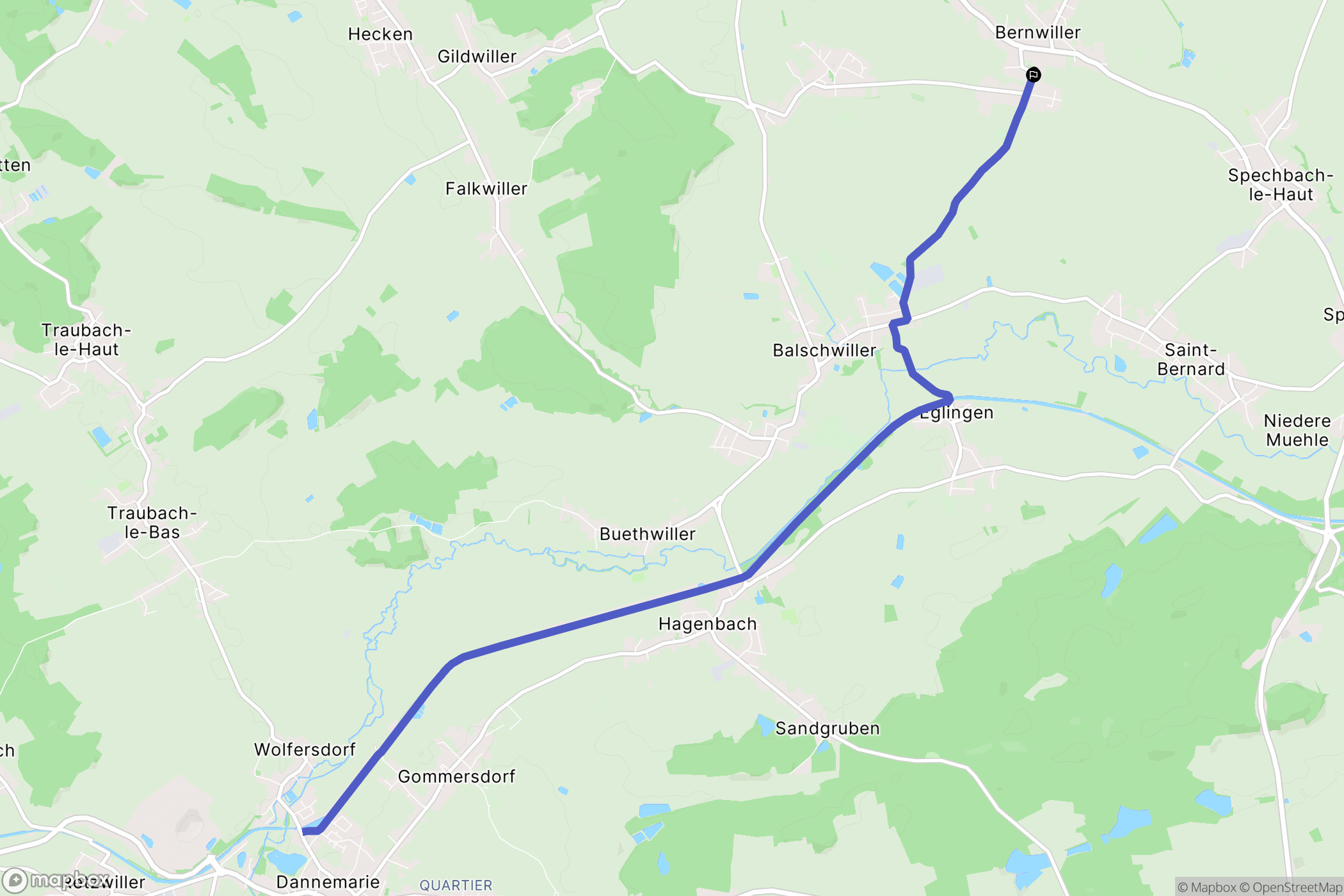 Bernwiller : carte du parcours de randonnée - France