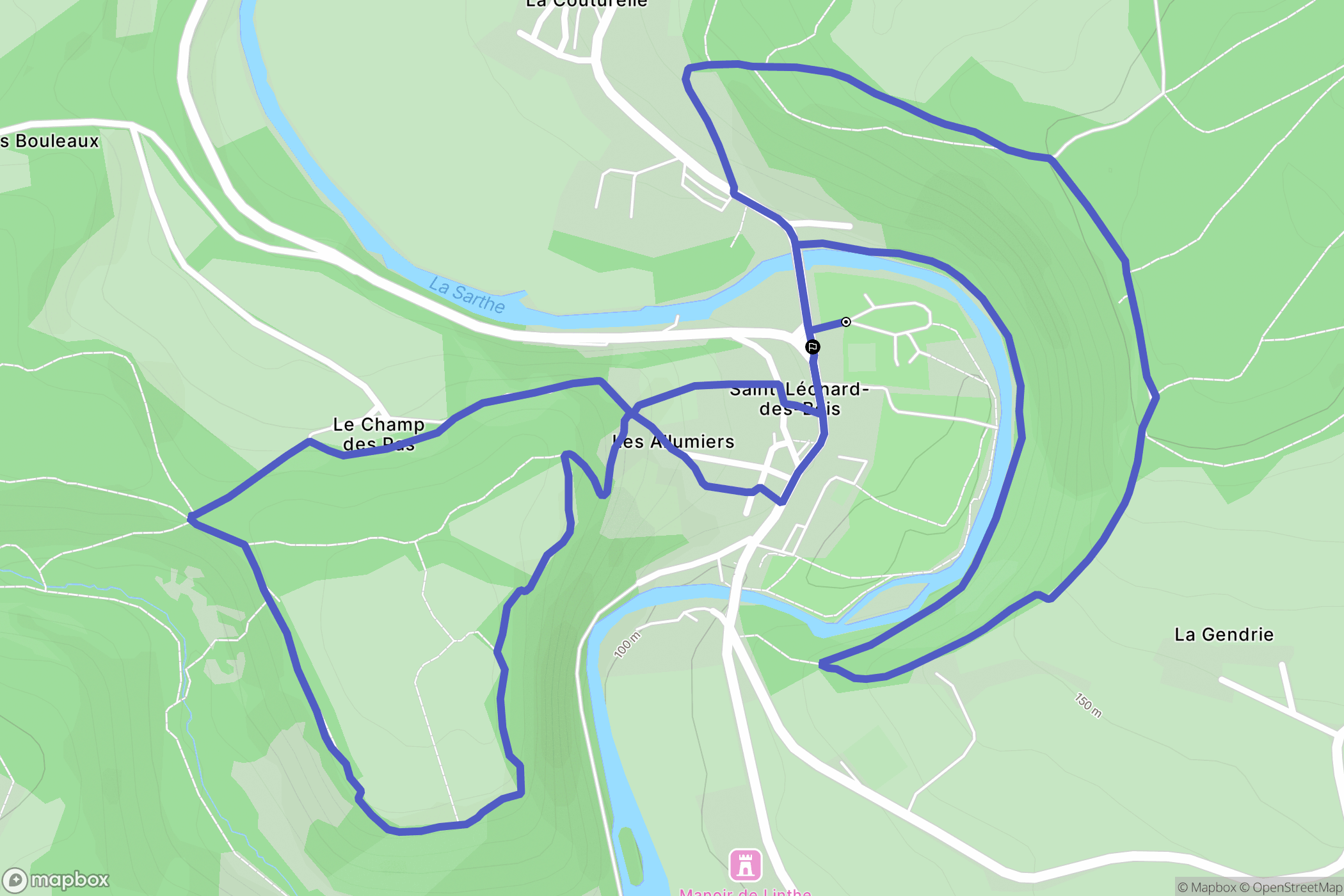 Saint-Léonard-des-Bois : carte du parcours de randonnée - France