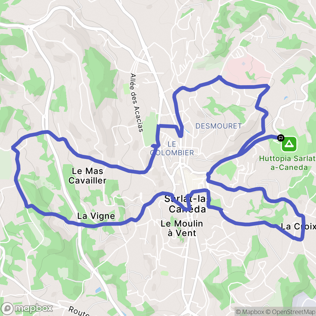 Sarlat-la-Canéda : carte du parcours de randonnée - France