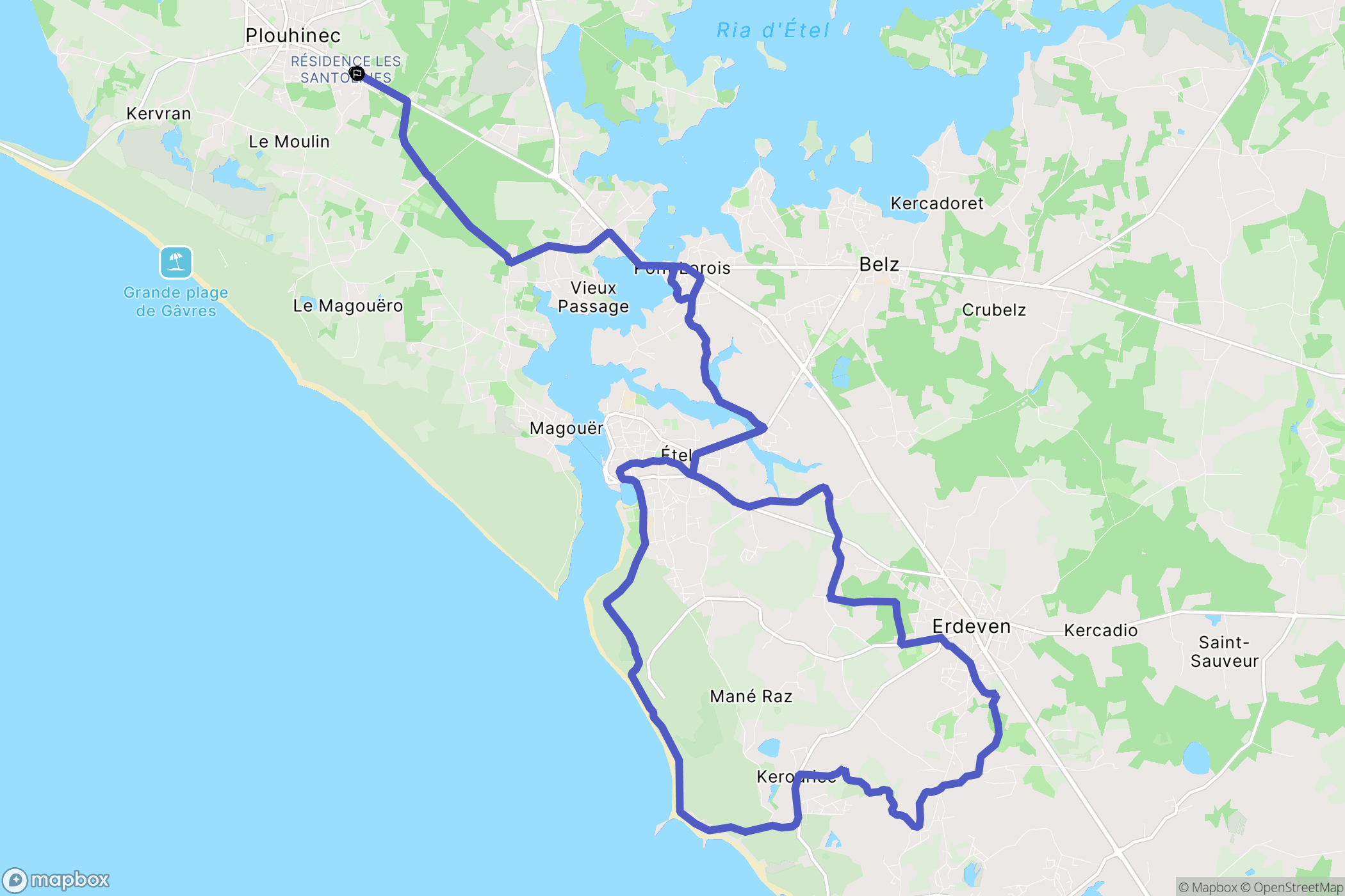 Plouhinec : carte du parcours de randonnée - France