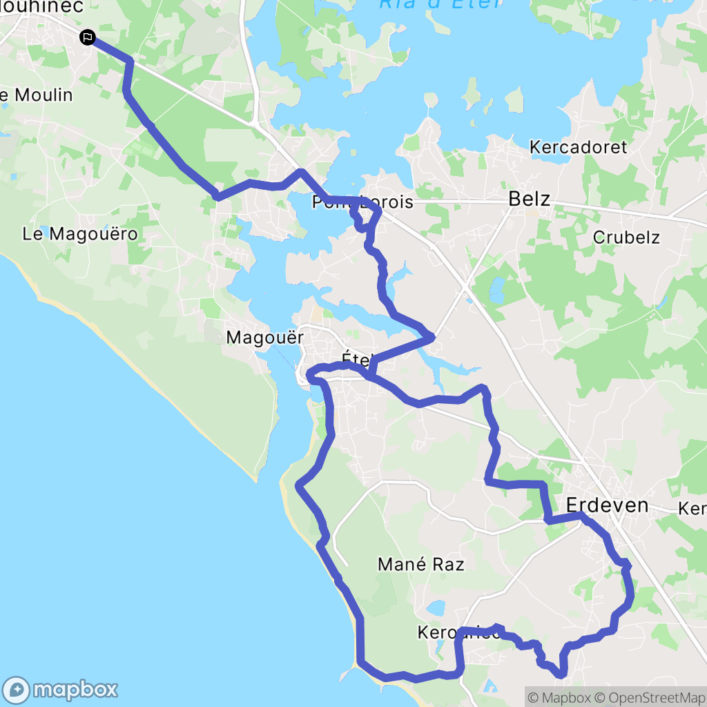 Plouhinec : carte du parcours de randonnée - France