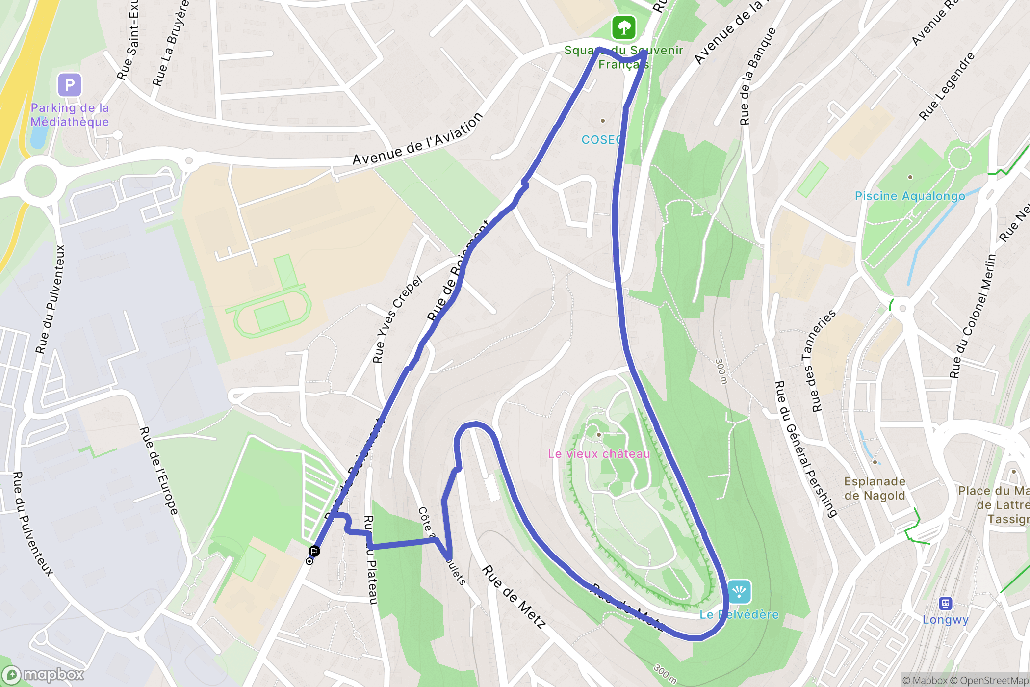 Longwy : carte du parcours de randonnée - France