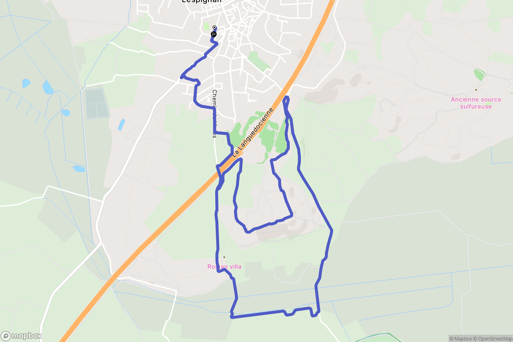 Lespignan : carte du parcours de randonnée - France