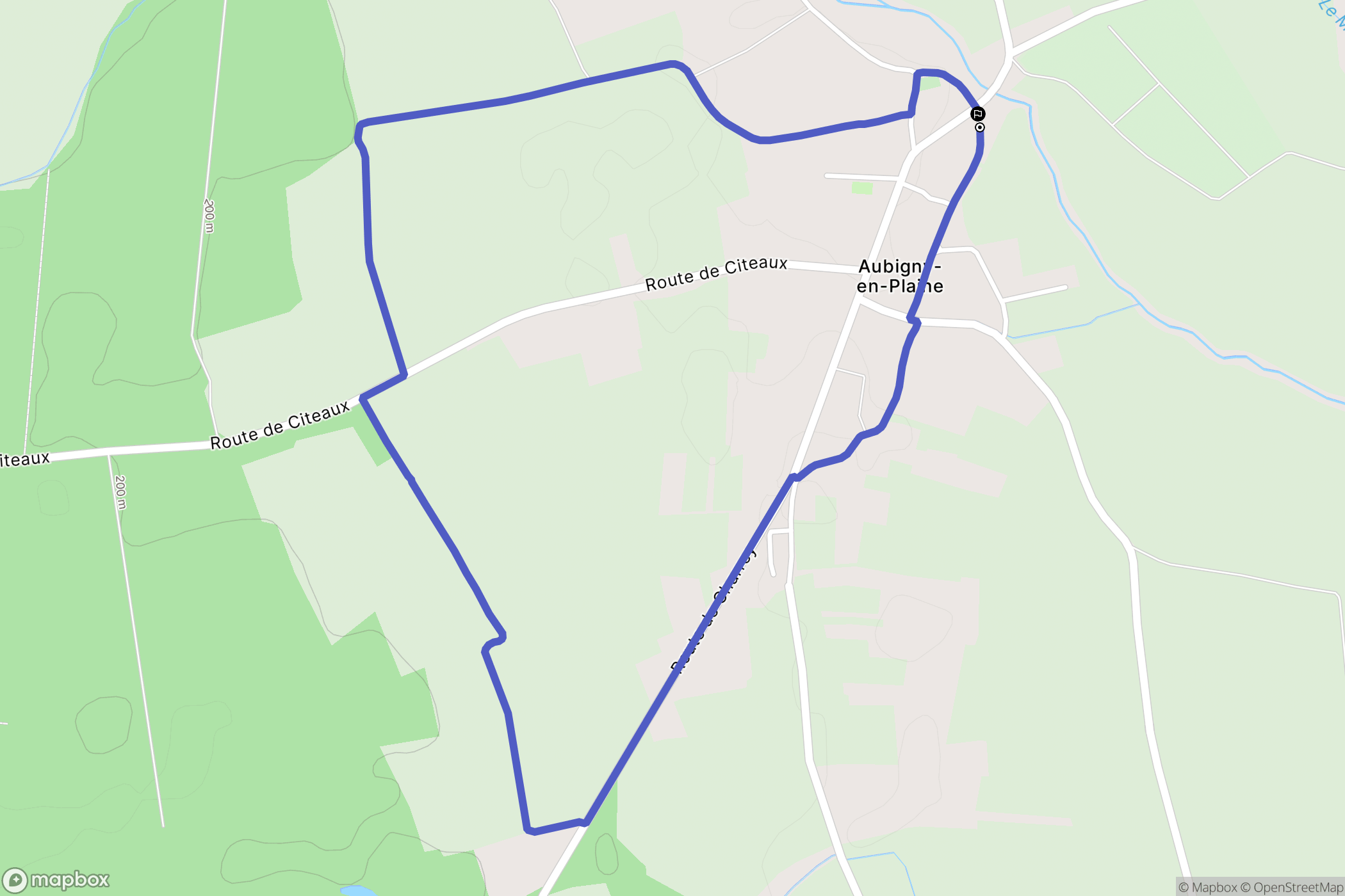 Aubigny-en-Plaine : carte du parcours de randonnée - France