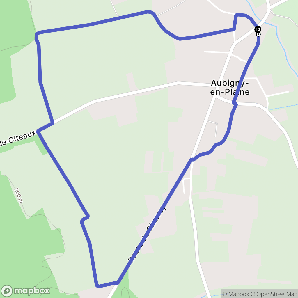 Aubigny-en-Plaine : carte du parcours de randonnée - France
