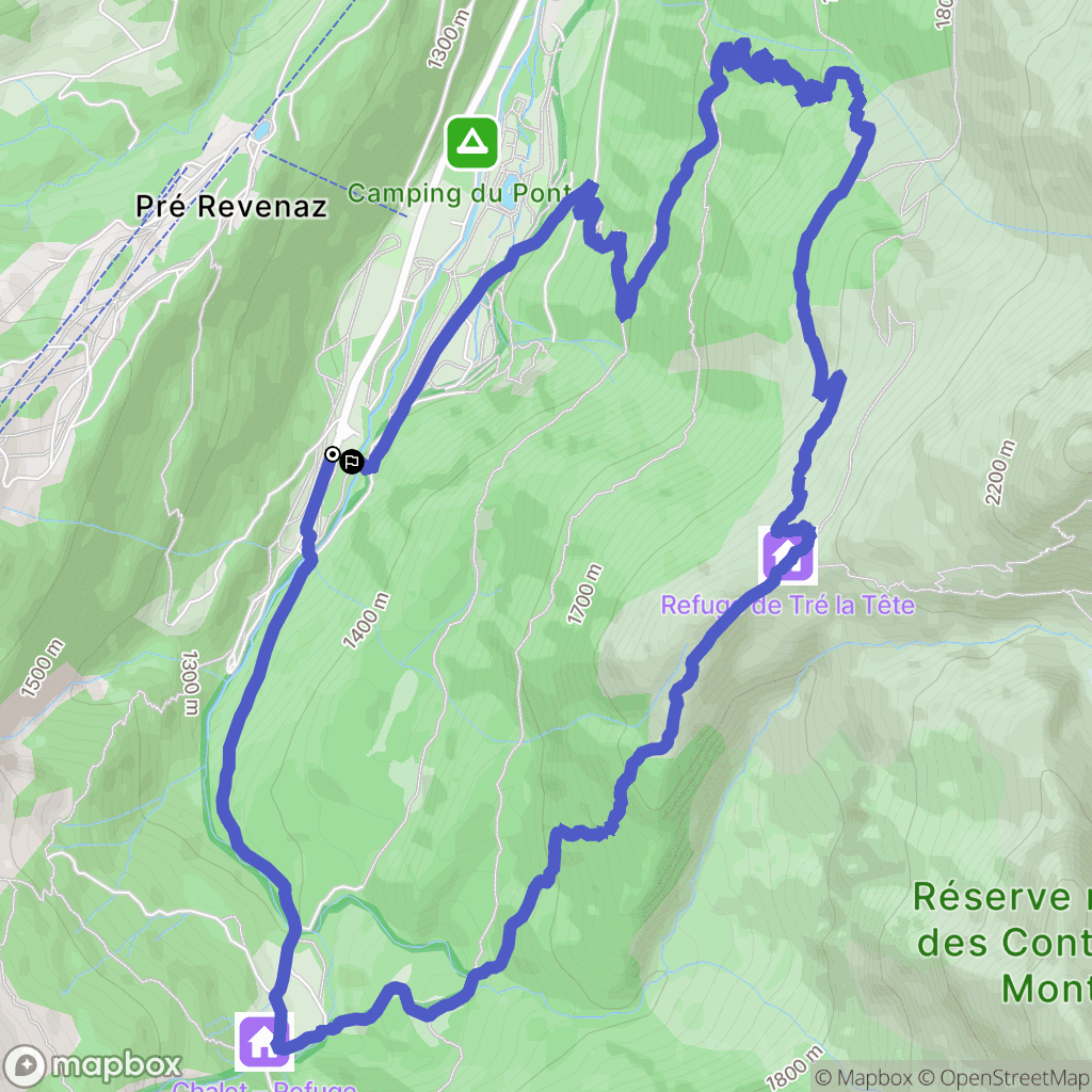 Les Contamines-Montjoie : carte du parcours de randonnée - France