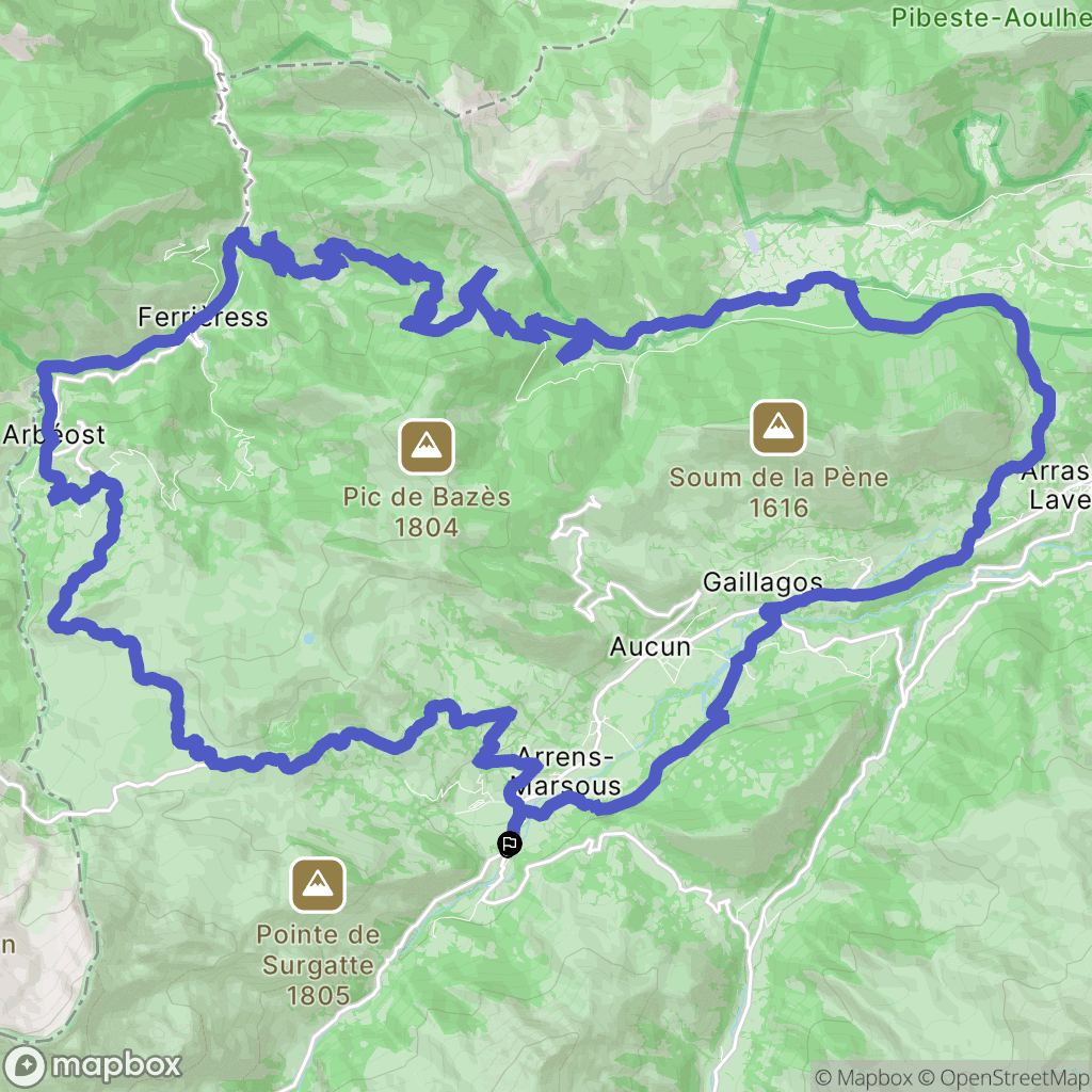 Arrens-Marsous : carte du parcours de randonnée - France