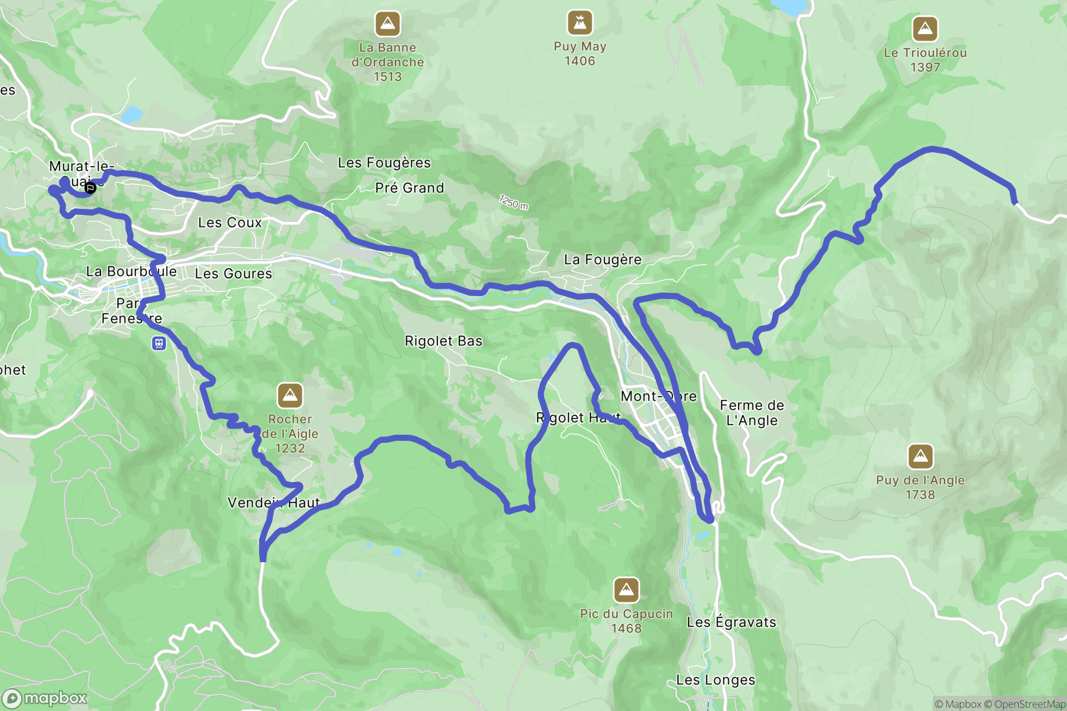Murat-le-Quaire : carte du parcours de randonnée - France