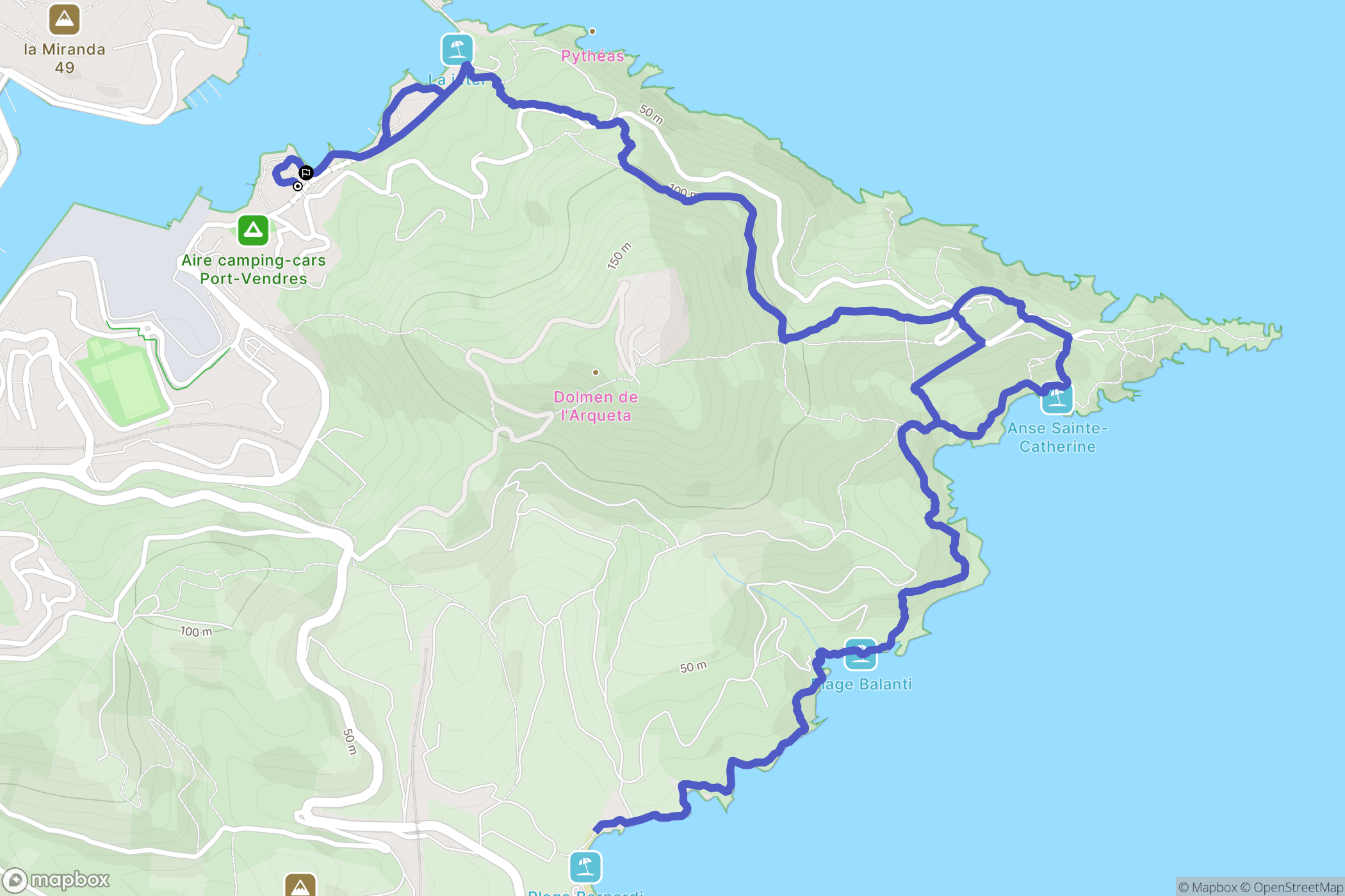 Port-Vendres : carte du parcours de randonnée - France