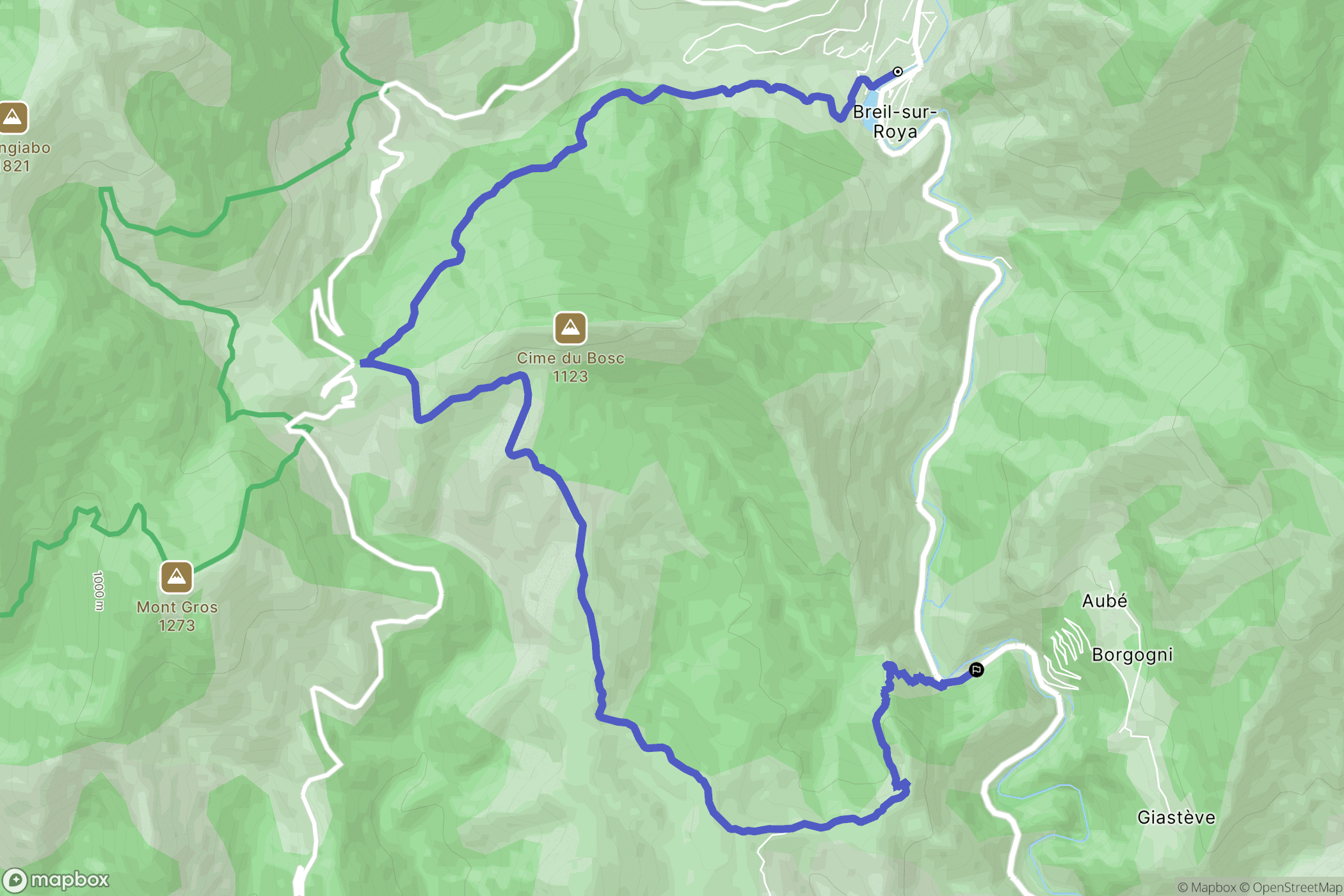 Breil-sur-Roya : carte du parcours de randonnée - France