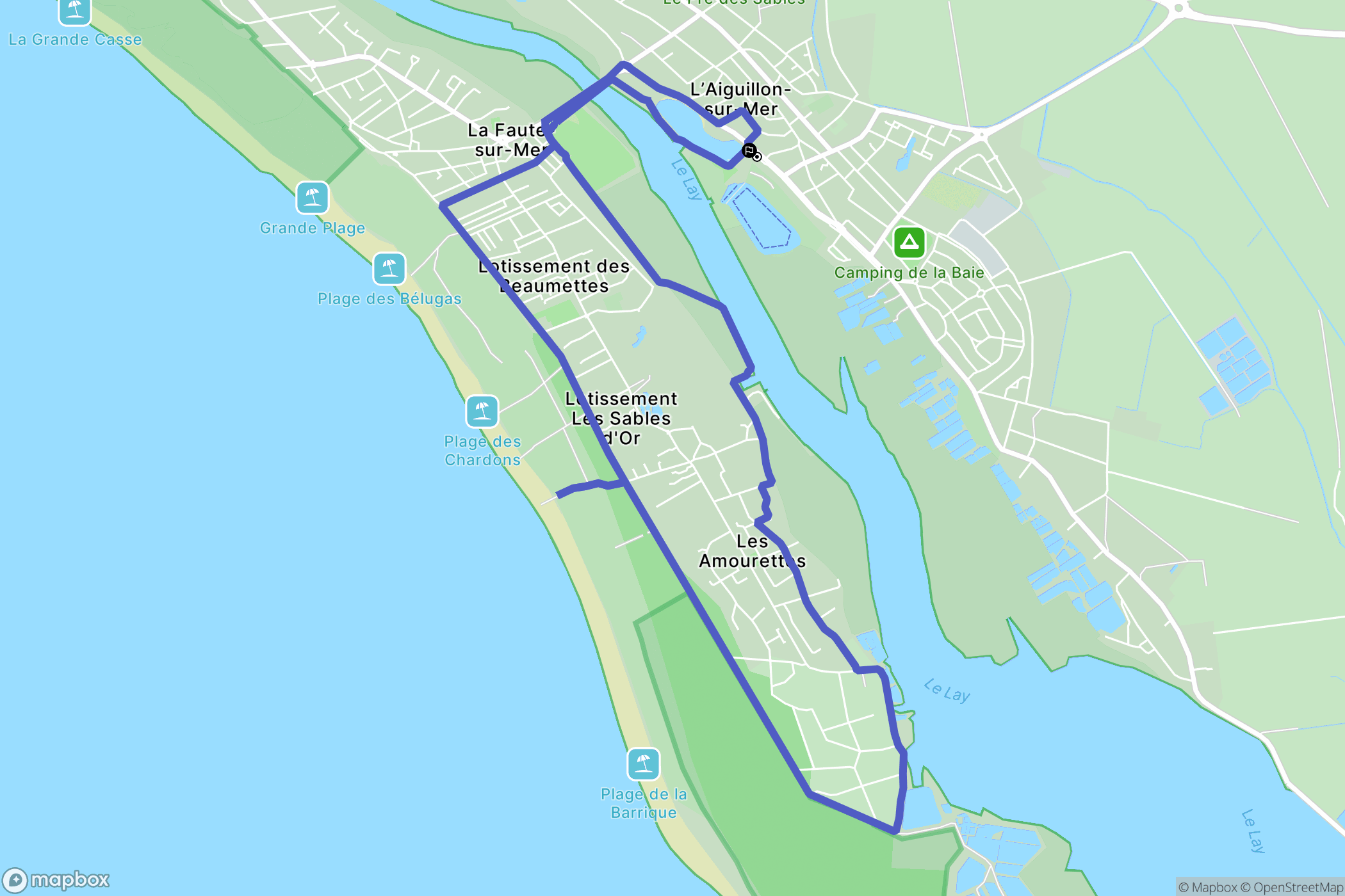 La Faute-sur-Mer : carte du parcours de randonnée - France