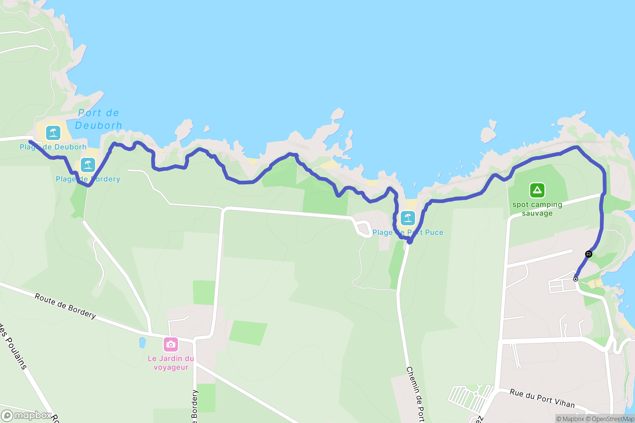 Sauzon : carte du parcours de randonnée - France