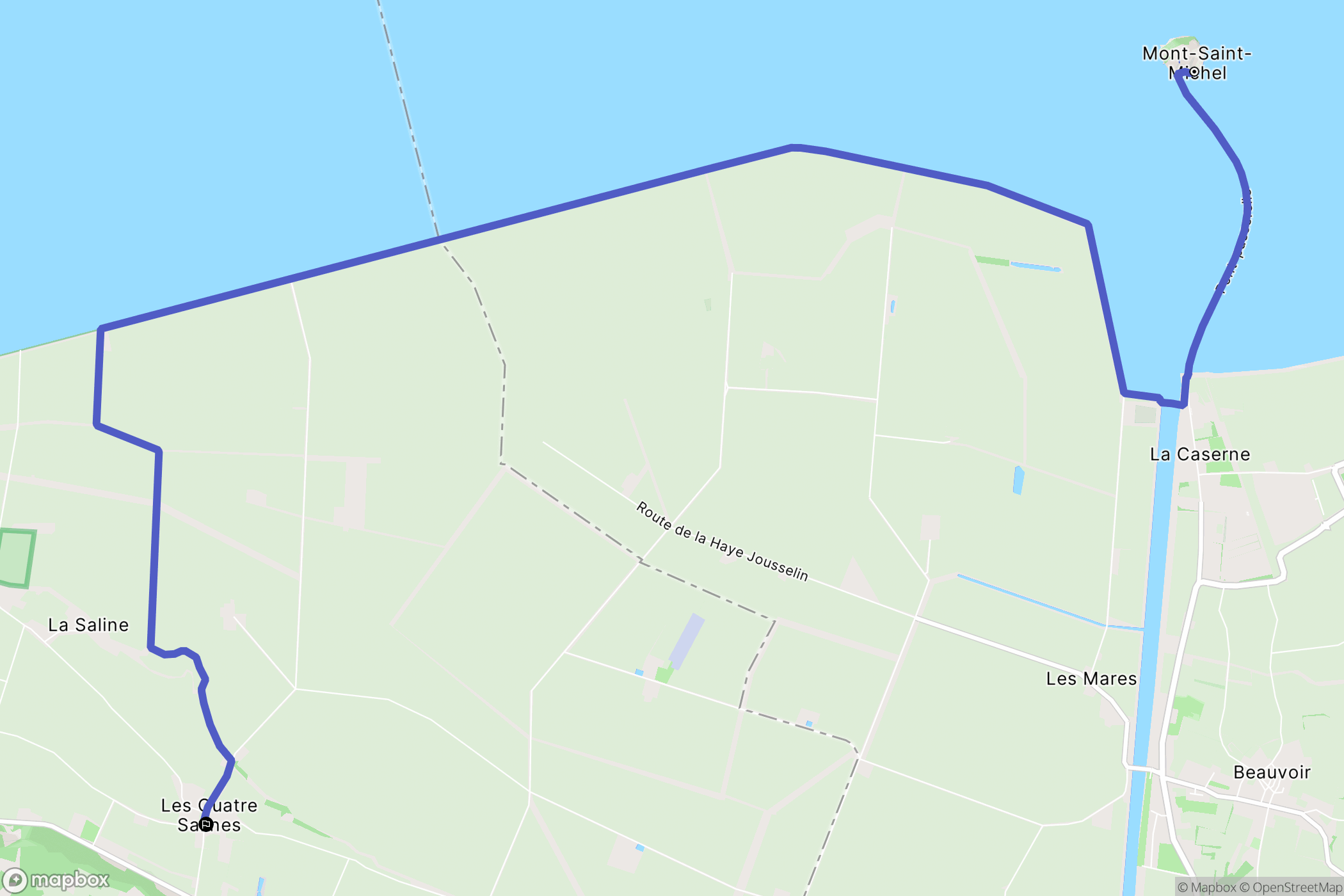 Le-Mont-Saint-Michel : carte du parcours de randonnée - France
