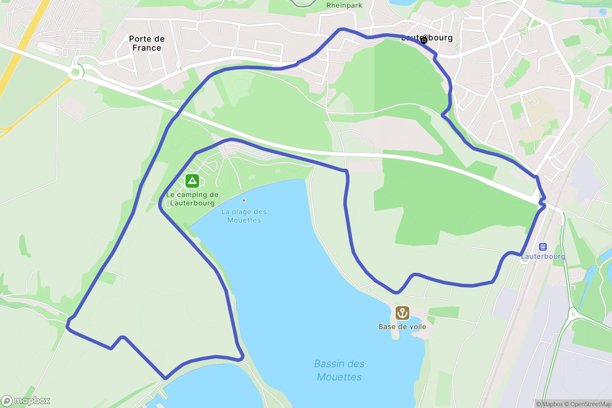 Lauterbourg : carte du parcours de randonnée - France