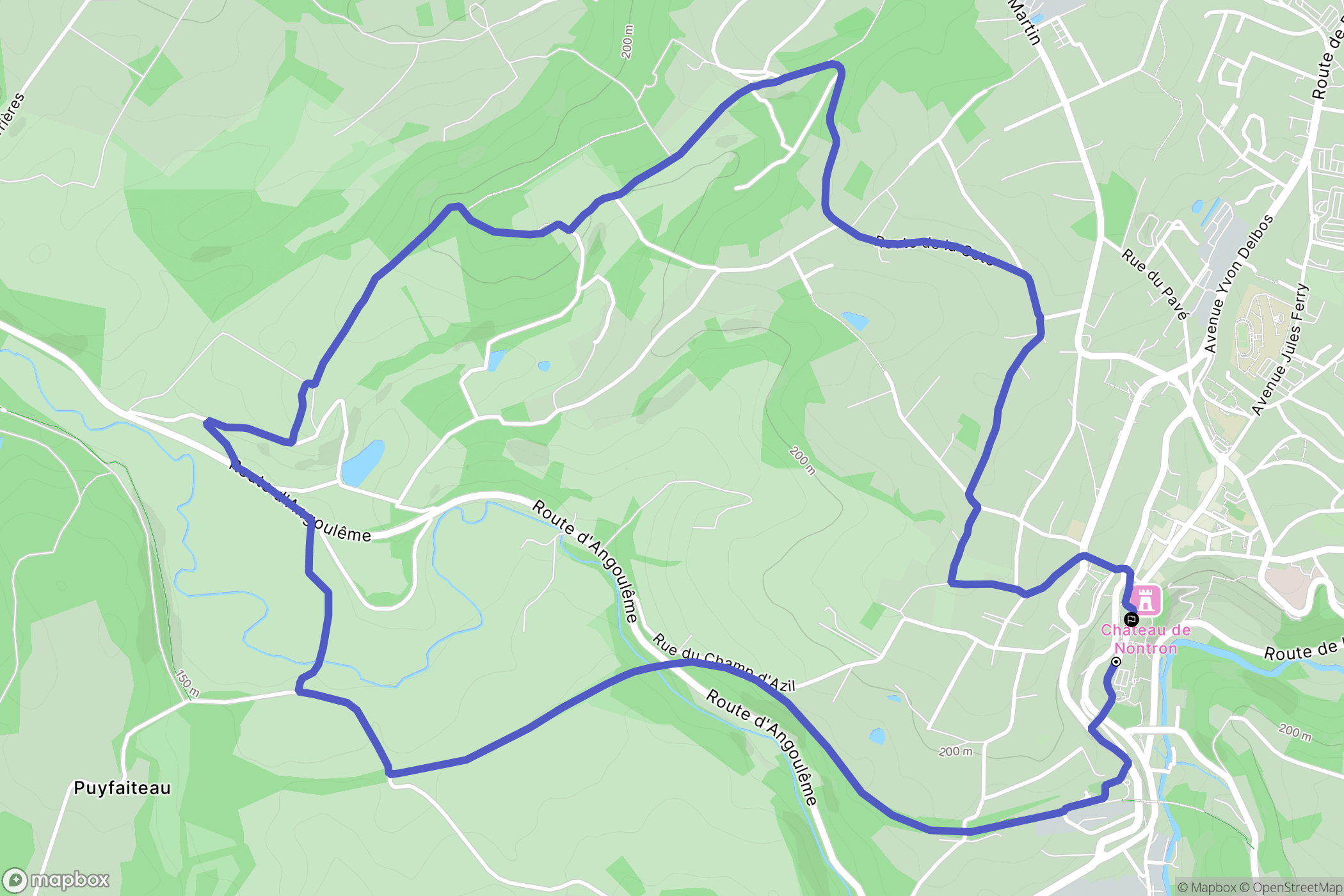 Nontron : carte du parcours de randonnée - France