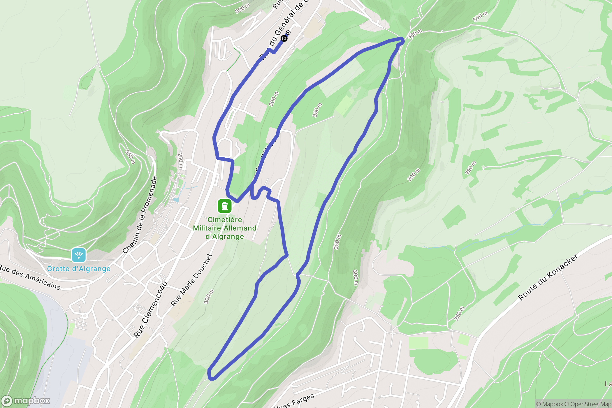 Algrange : carte du parcours de randonnée - France