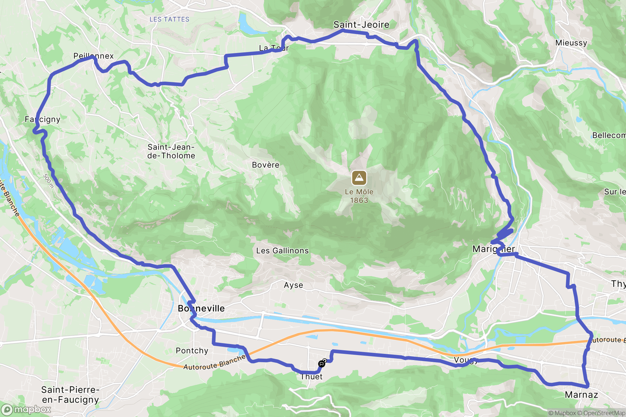 Vougy : carte du parcours de randonnée - France