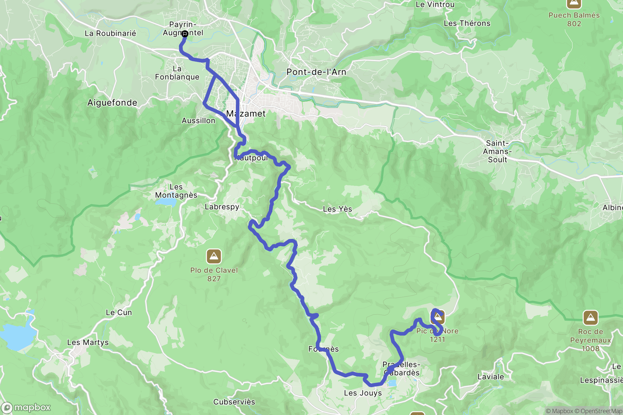 Payrin-Augmontel : carte du parcours de randonnée - France