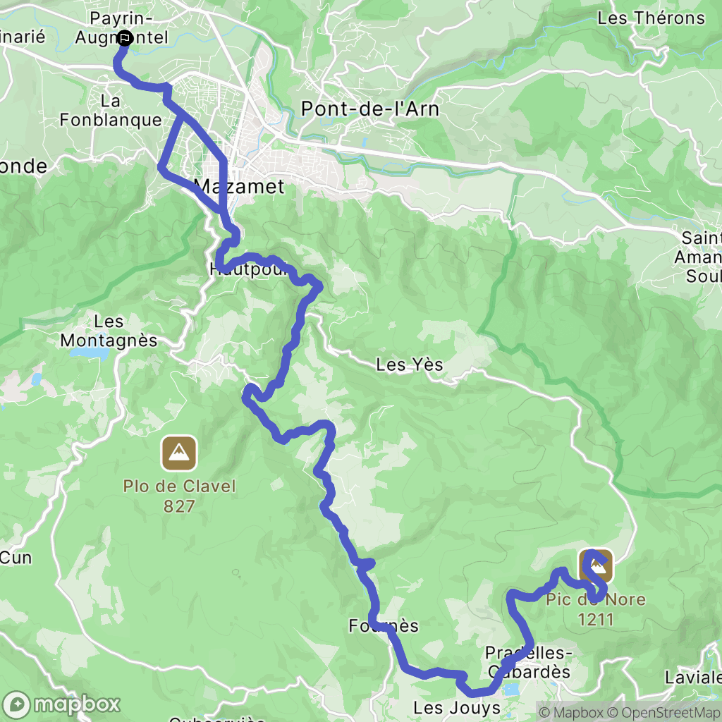 Payrin-Augmontel : carte du parcours de randonnée - France