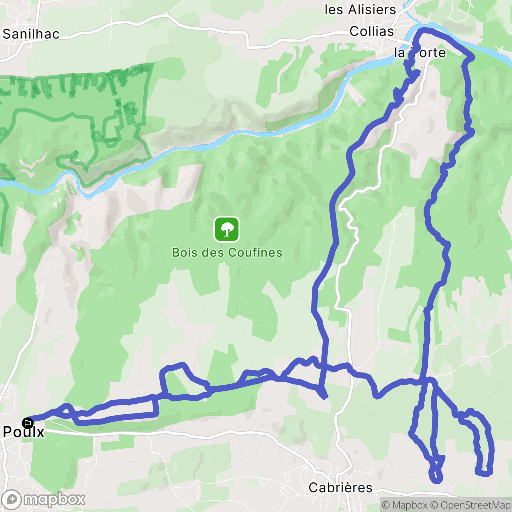 Poulx : carte du parcours de randonnée - France