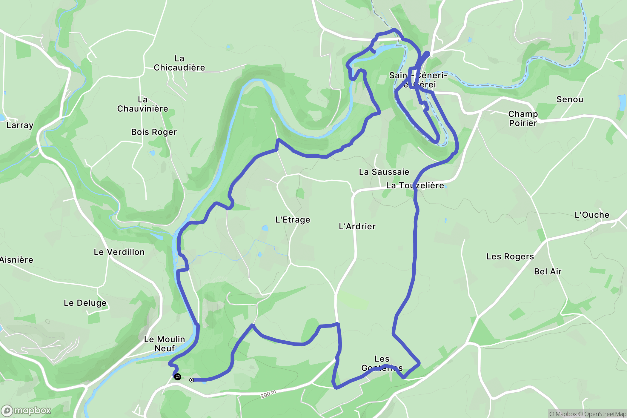 Saint-Léonard-des-Bois : carte du parcours de randonnée - France