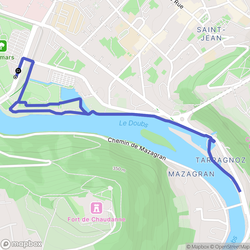 Besançon : carte du parcours de randonnée - France