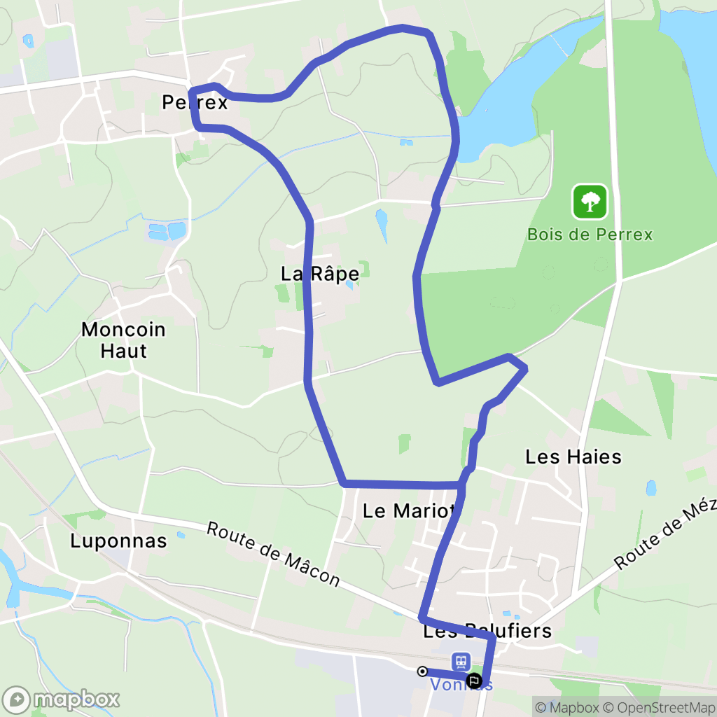 Vonnas : carte du parcours de randonnée - France