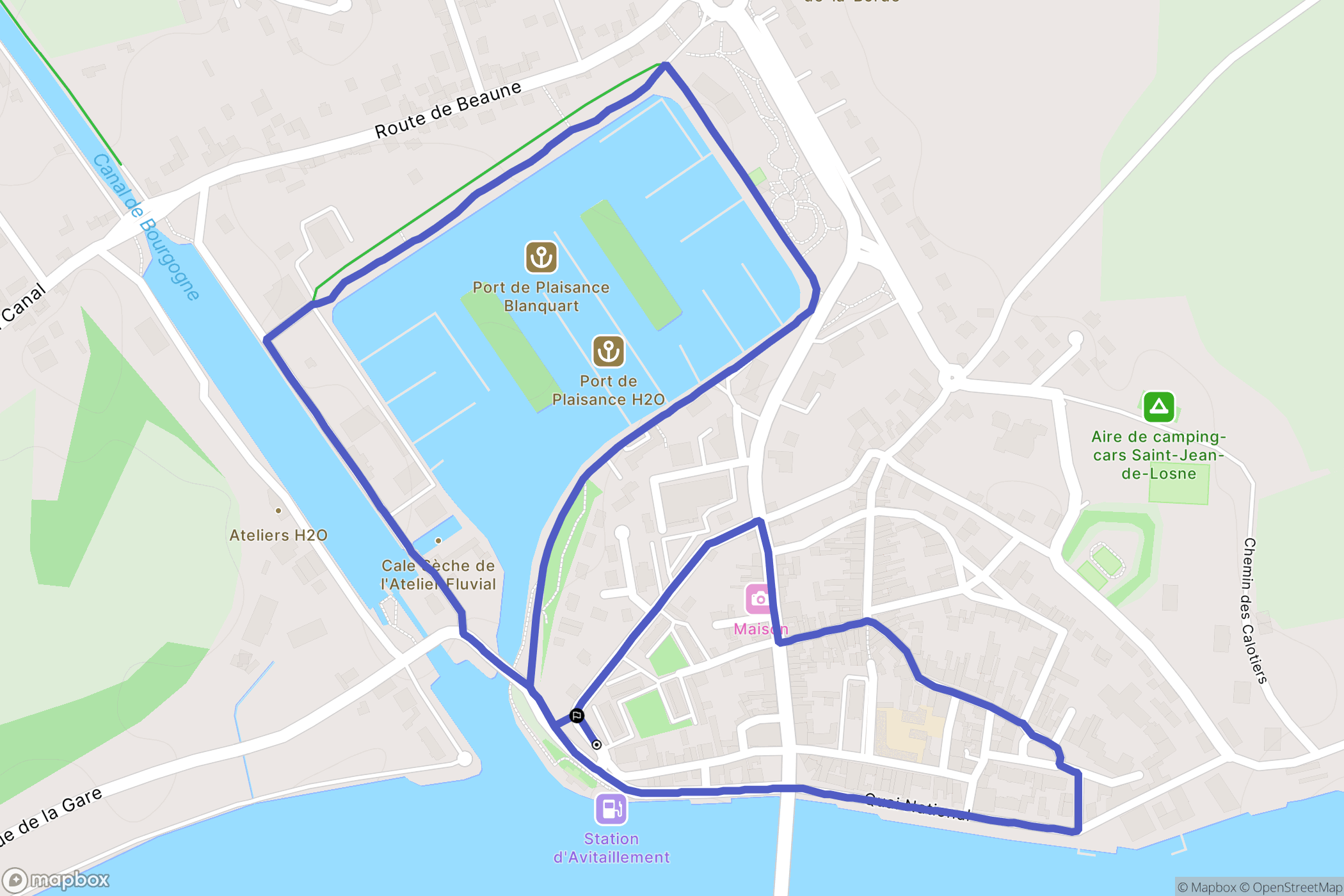 Saint-Jean-de-Losne : carte du parcours de randonnée - France