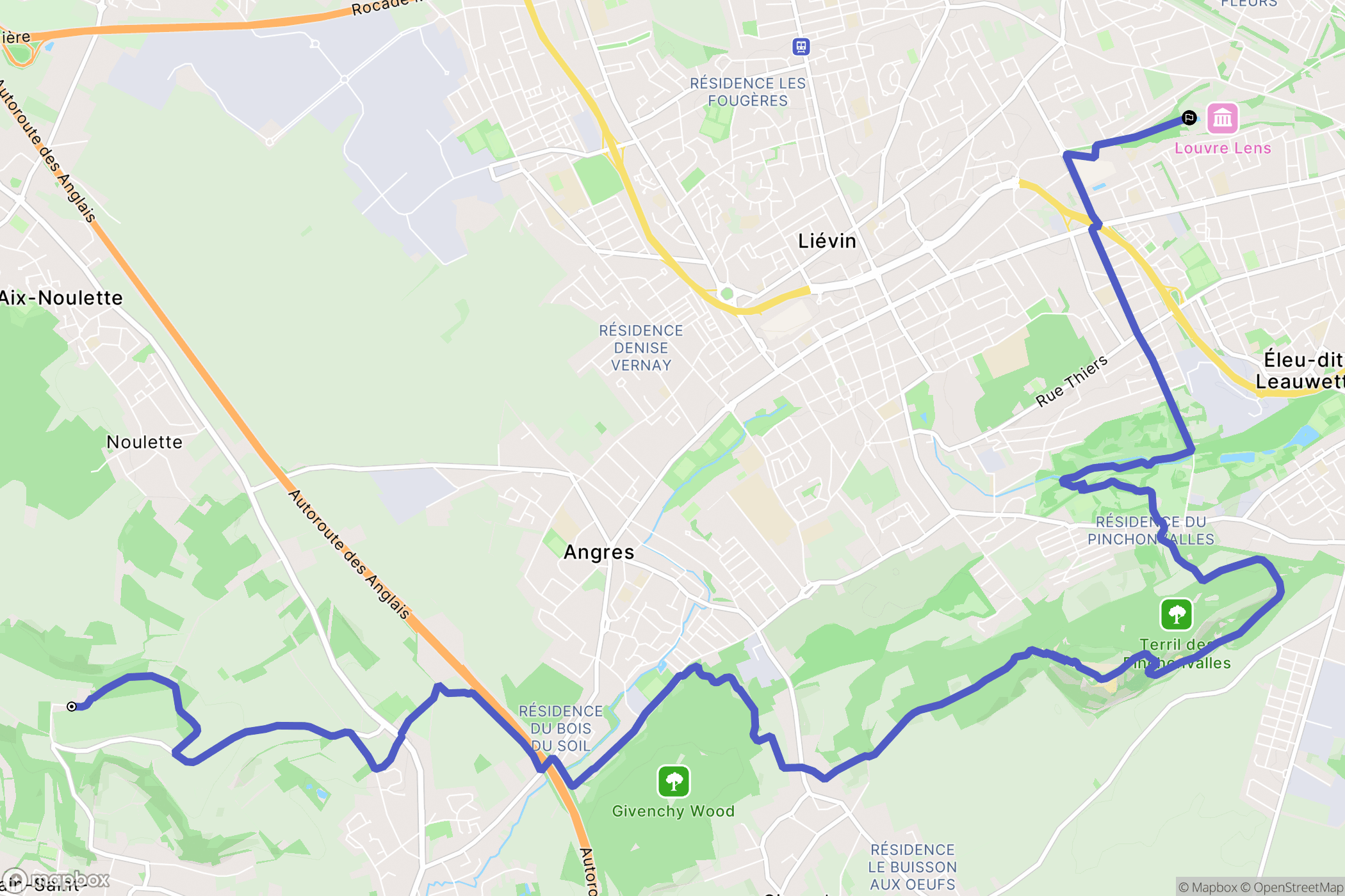 Ablain-Saint-Nazaire : carte du parcours de randonnée - France