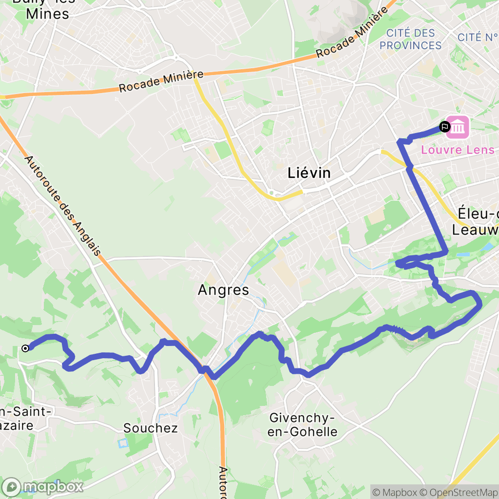 Ablain-Saint-Nazaire : carte du parcours de randonnée - France