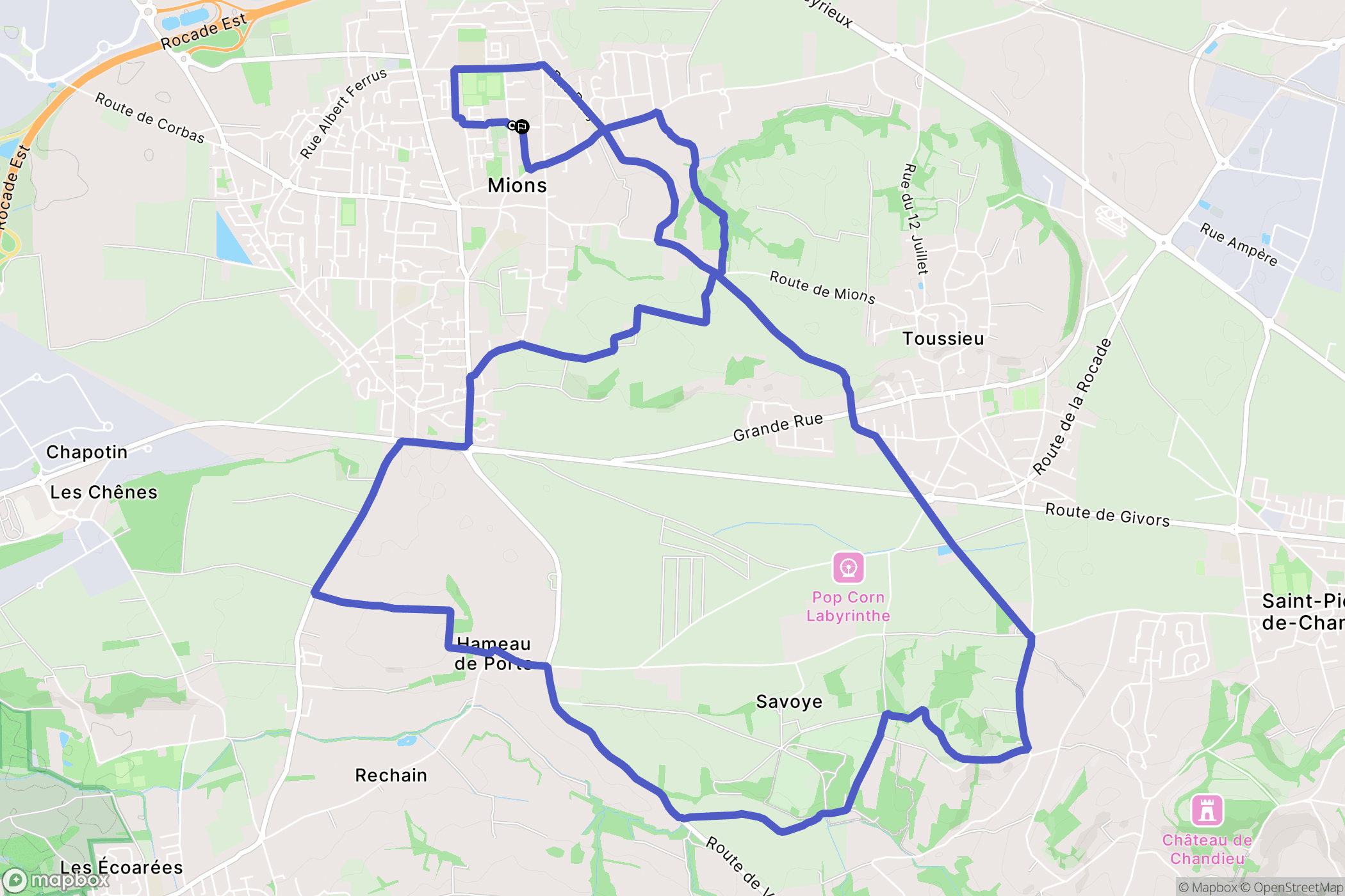 Mions : carte du parcours de randonnée - France