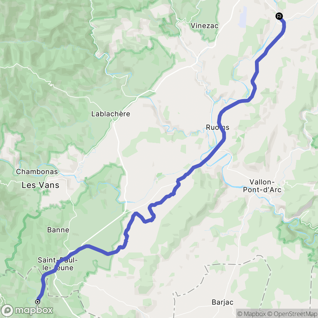 Gagnières : carte du parcours de randonnée - France