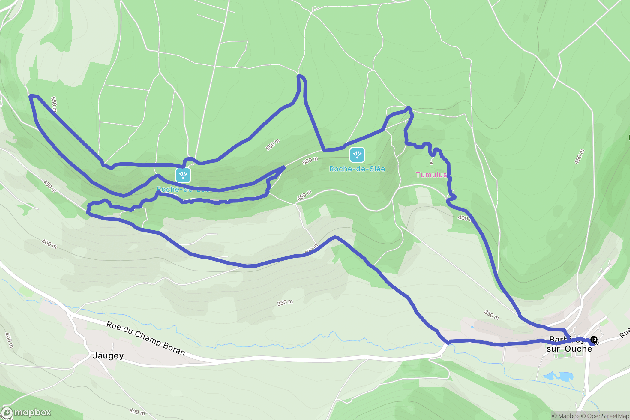 Barbirey-sur-Ouche : carte du parcours de randonnée - France