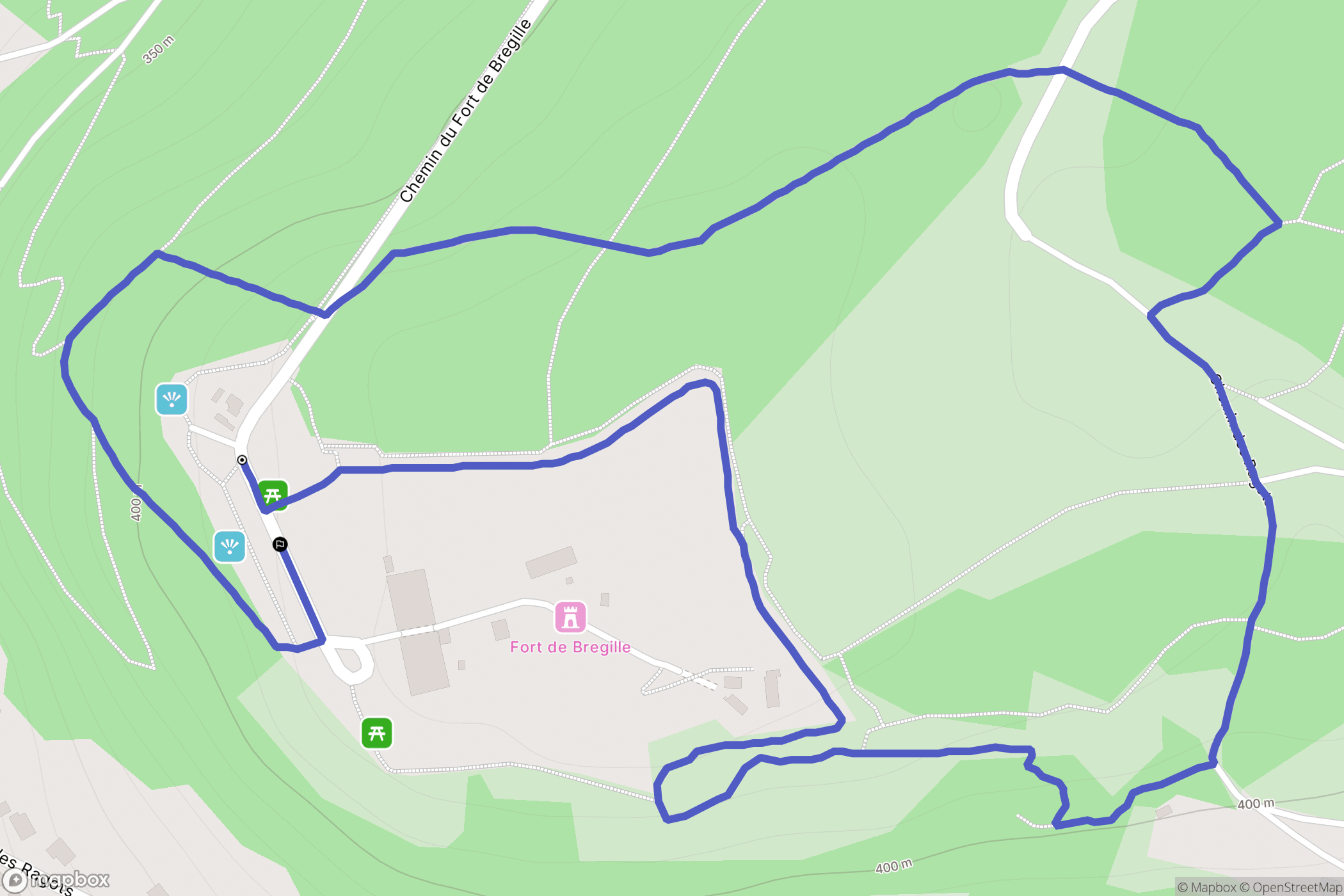 Besançon : carte du parcours de randonnée - France