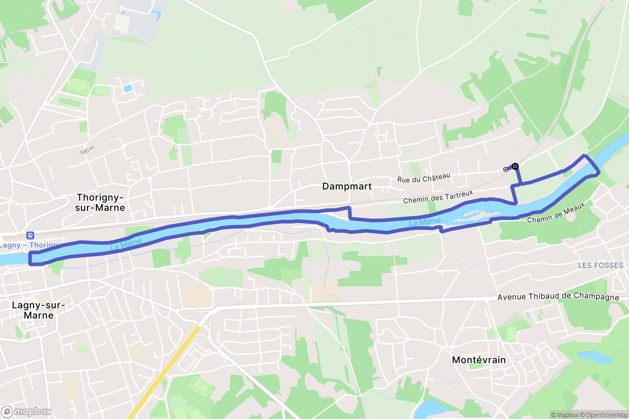 Lagny-sur-Marne : carte du parcours de randonnée - France