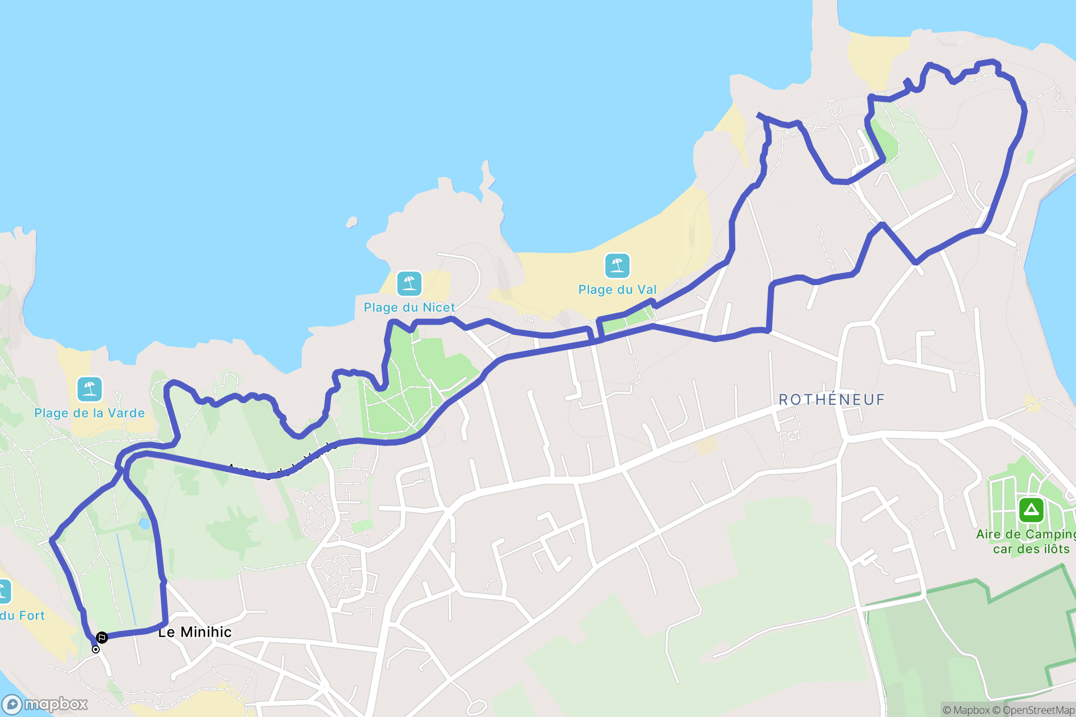 Le Minihic : carte du parcours de randonnée - France