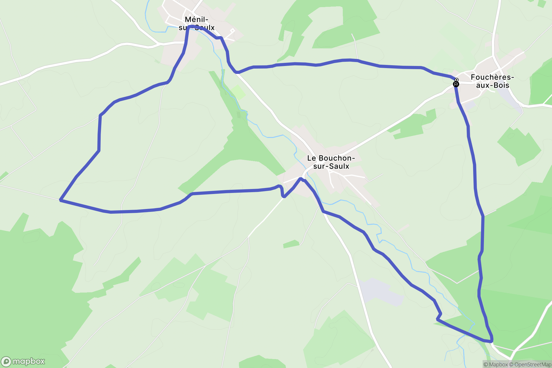 Fouchères-aux-Bois : carte du parcours de randonnée - France