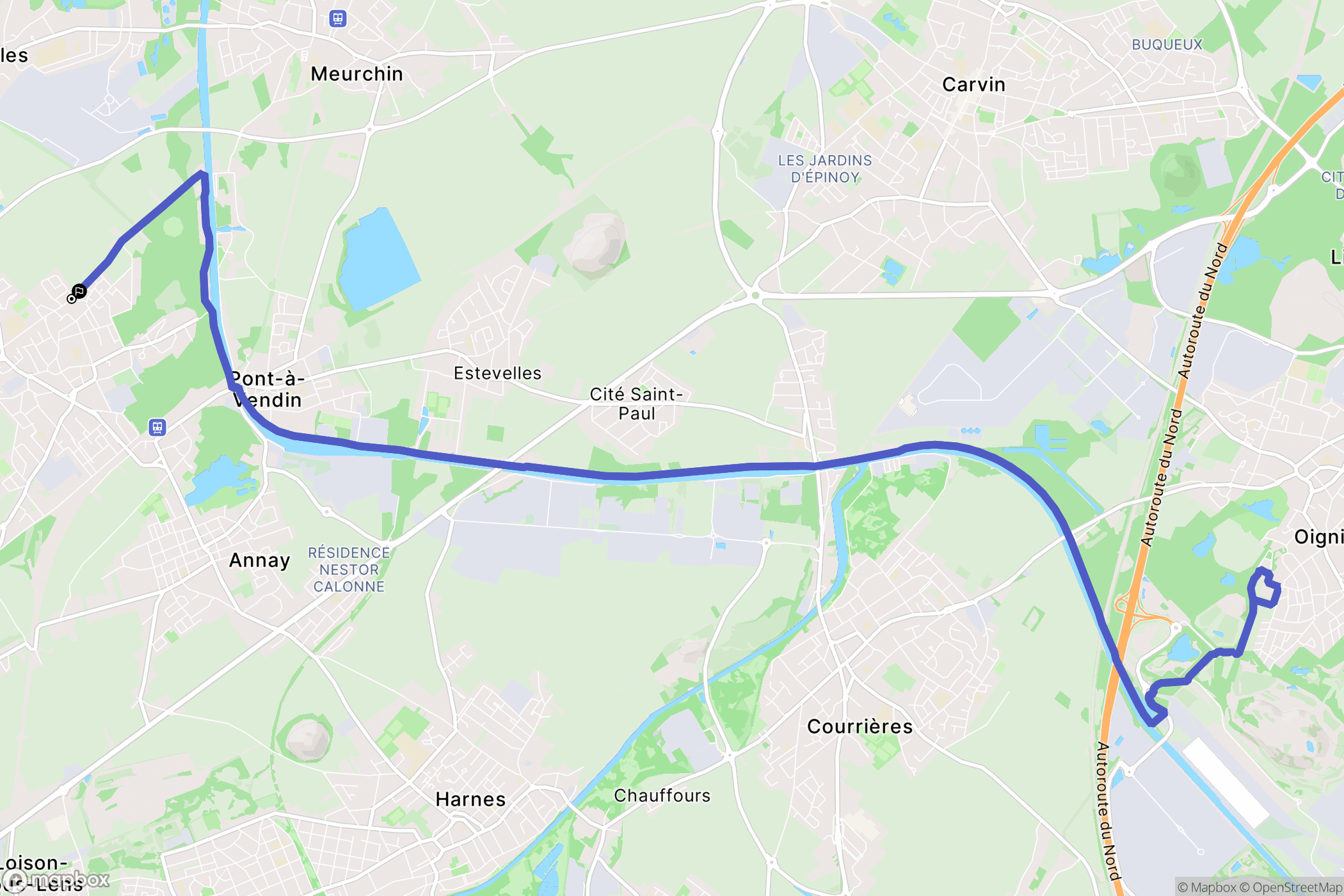 Vendin-le-Vieil : carte du parcours de randonnée - France