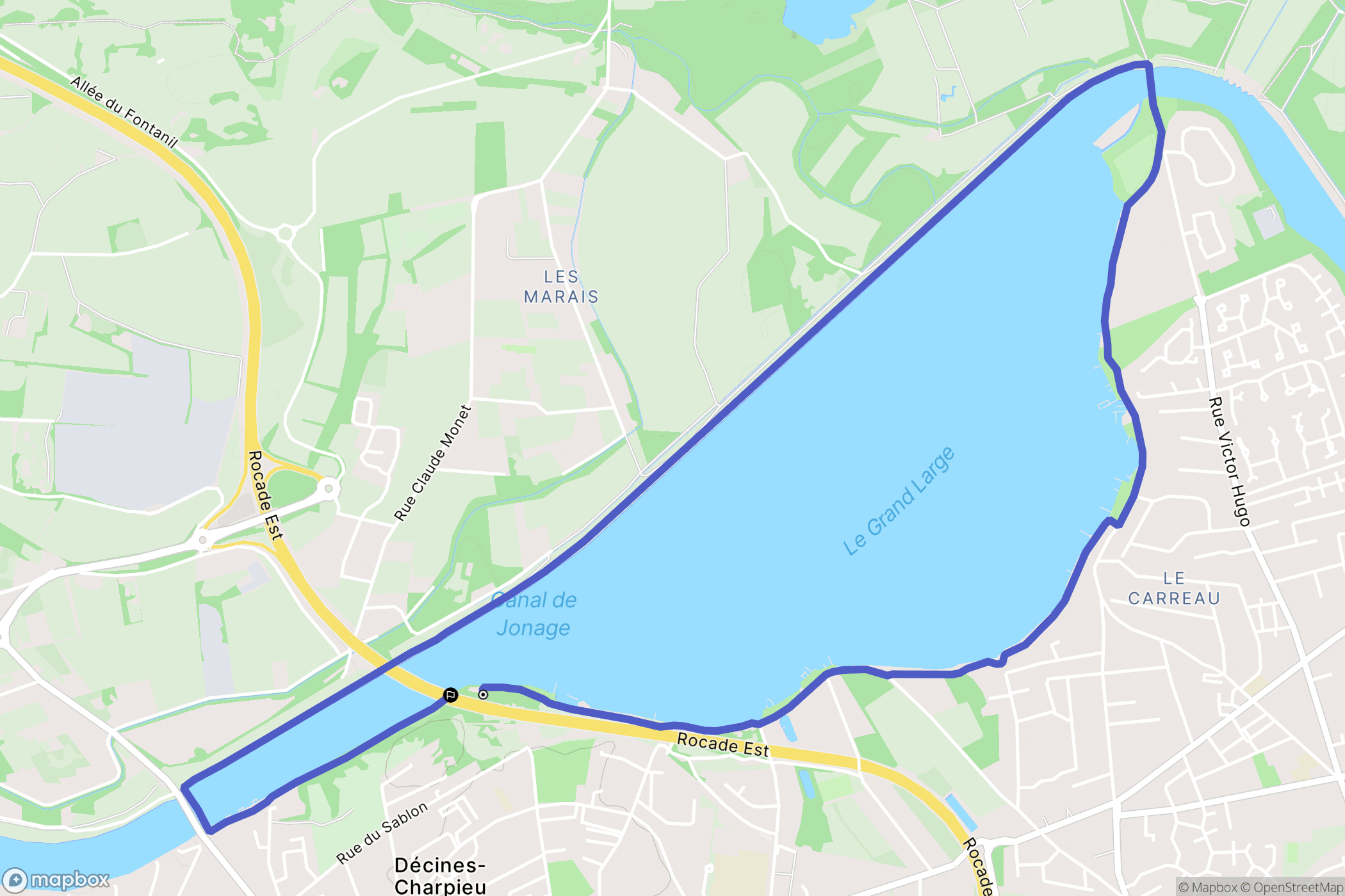 Décines-Charpieu : carte du parcours de randonnée - France