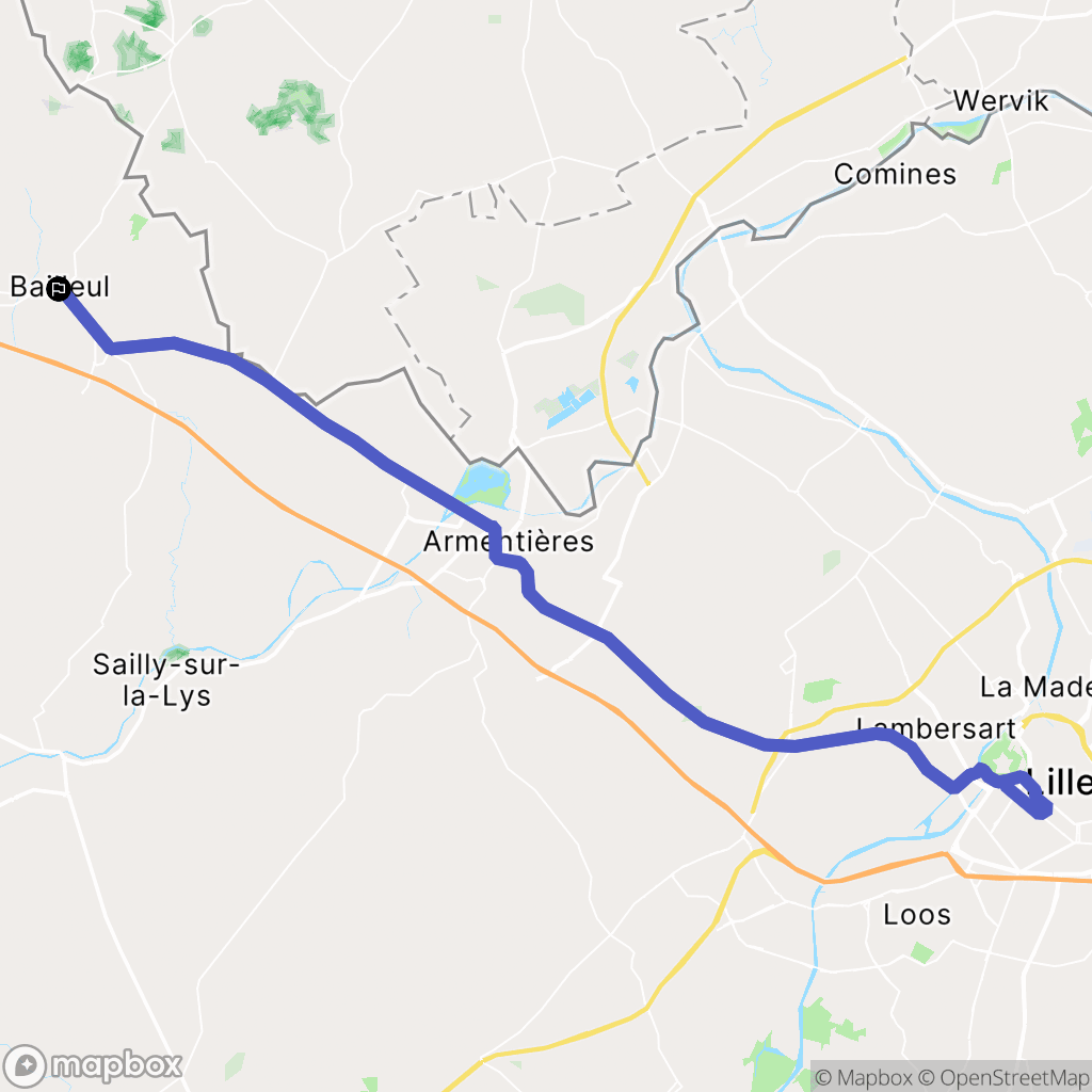 Bailleul : carte du parcours de randonnée - France