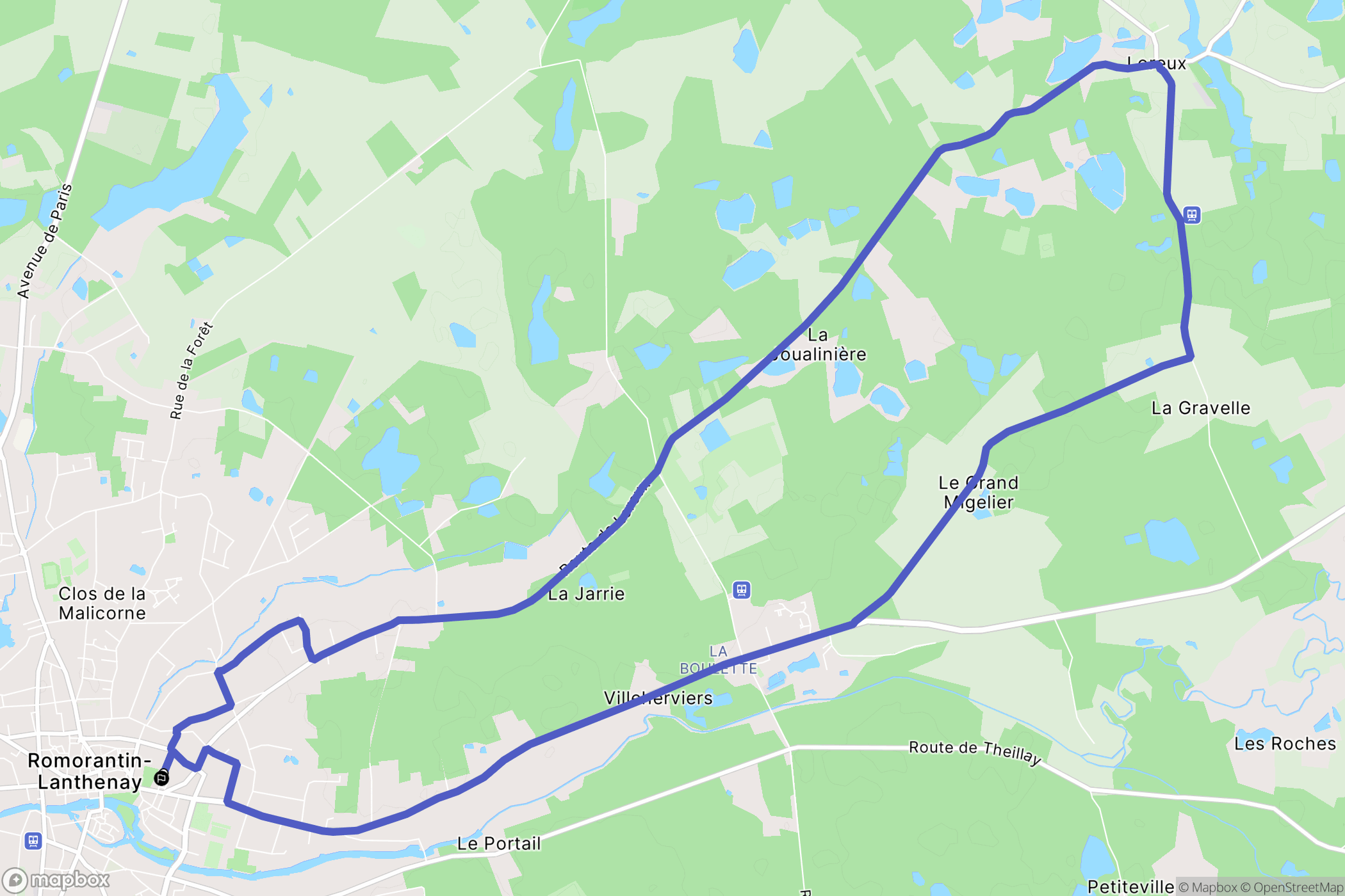 Romorantin-Lanthenay : carte du parcours de randonnée - France