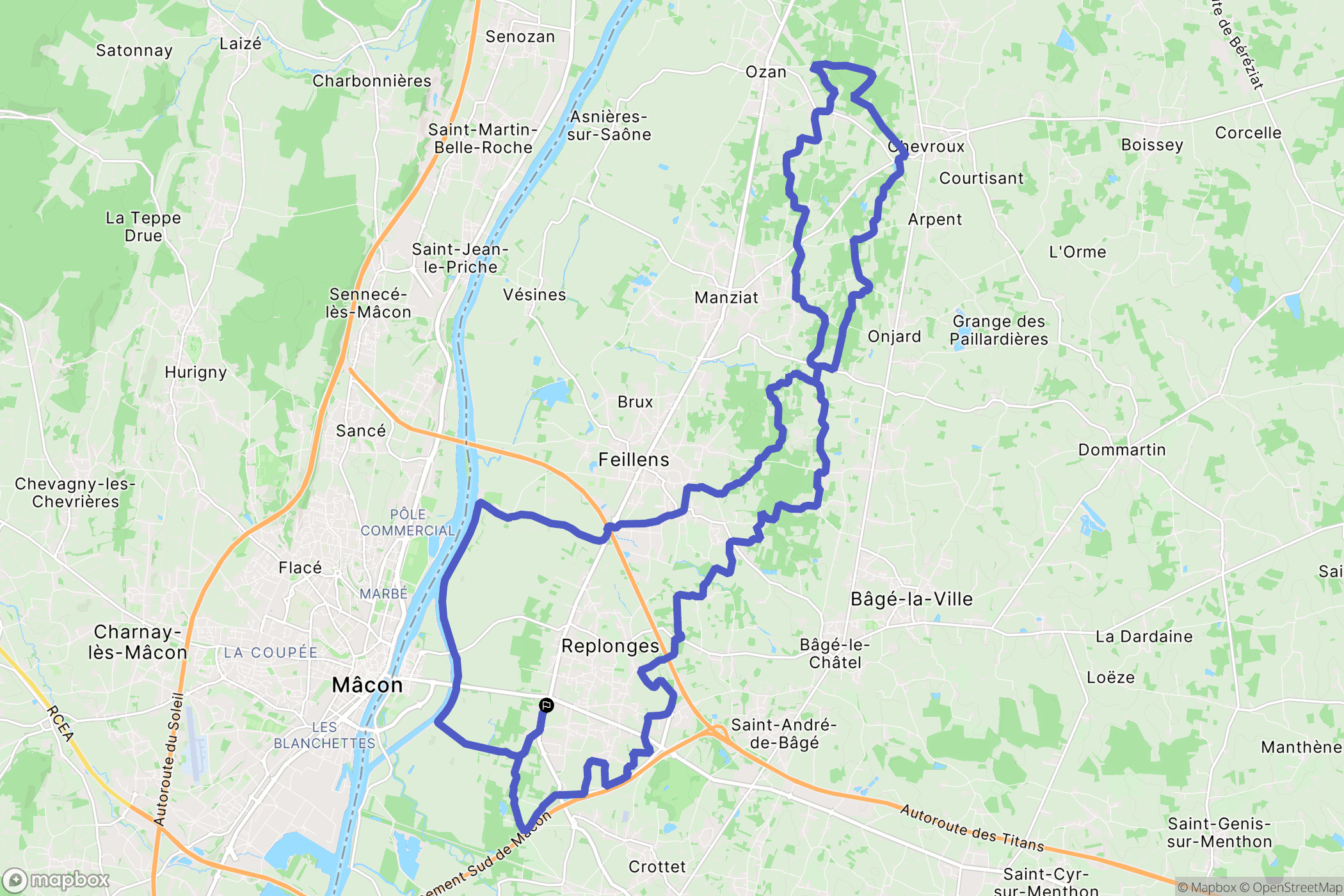 Replonges : carte du parcours de randonnée - France
