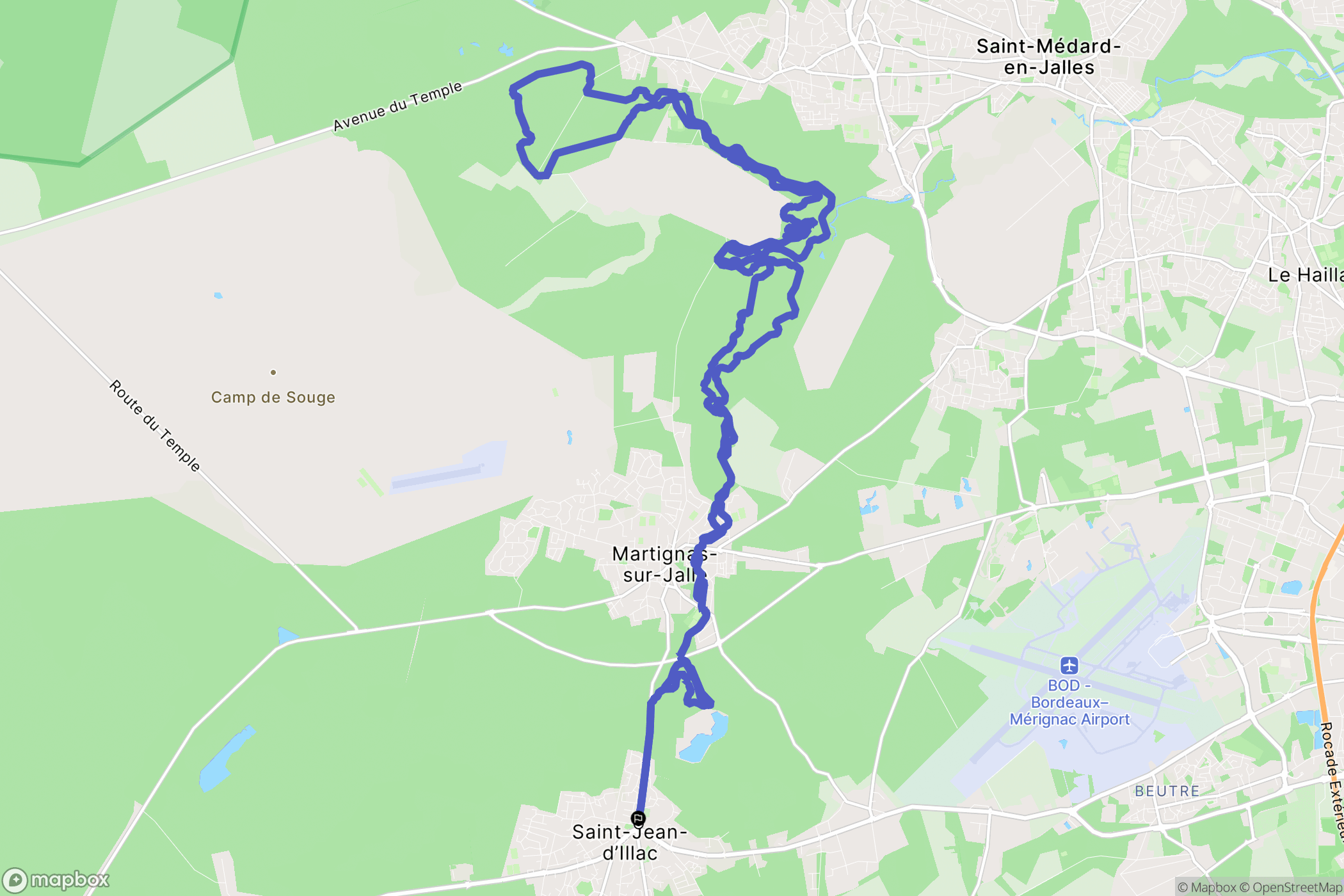 Saint-Jean-d'Illac : carte du parcours de randonnée - France