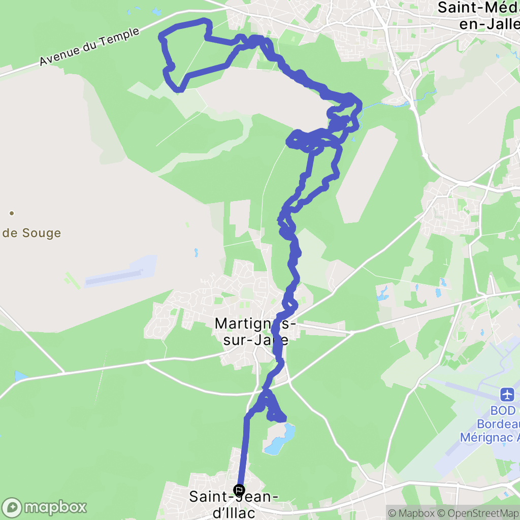 Saint-Jean-d'Illac : carte du parcours de randonnée - France